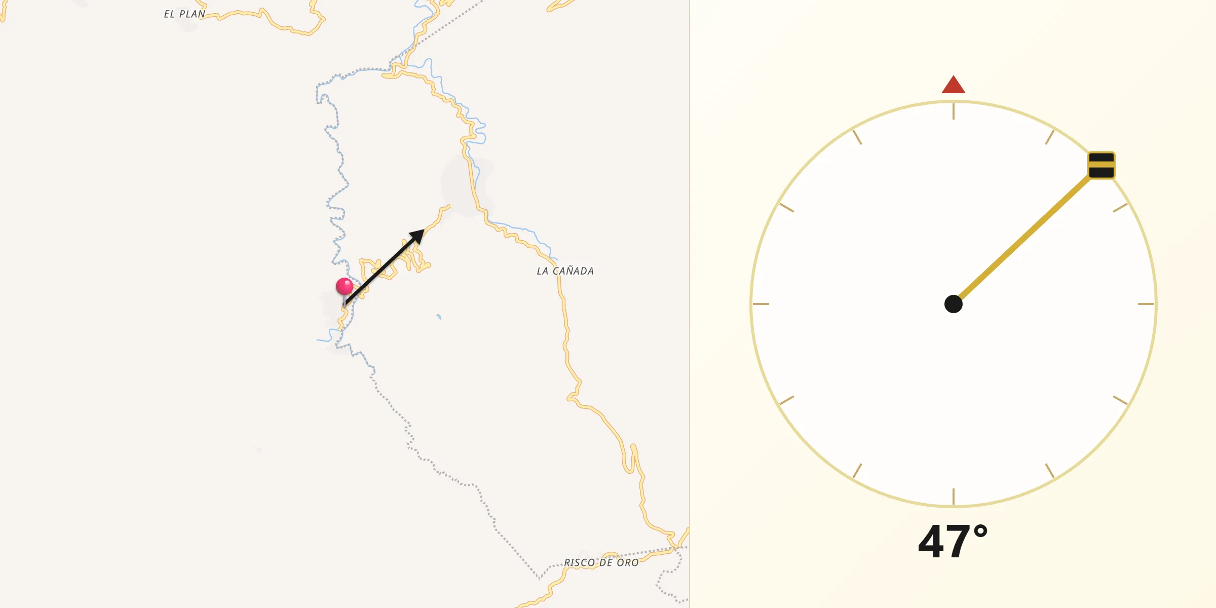 Dirección de la Qibla desde Izotepec