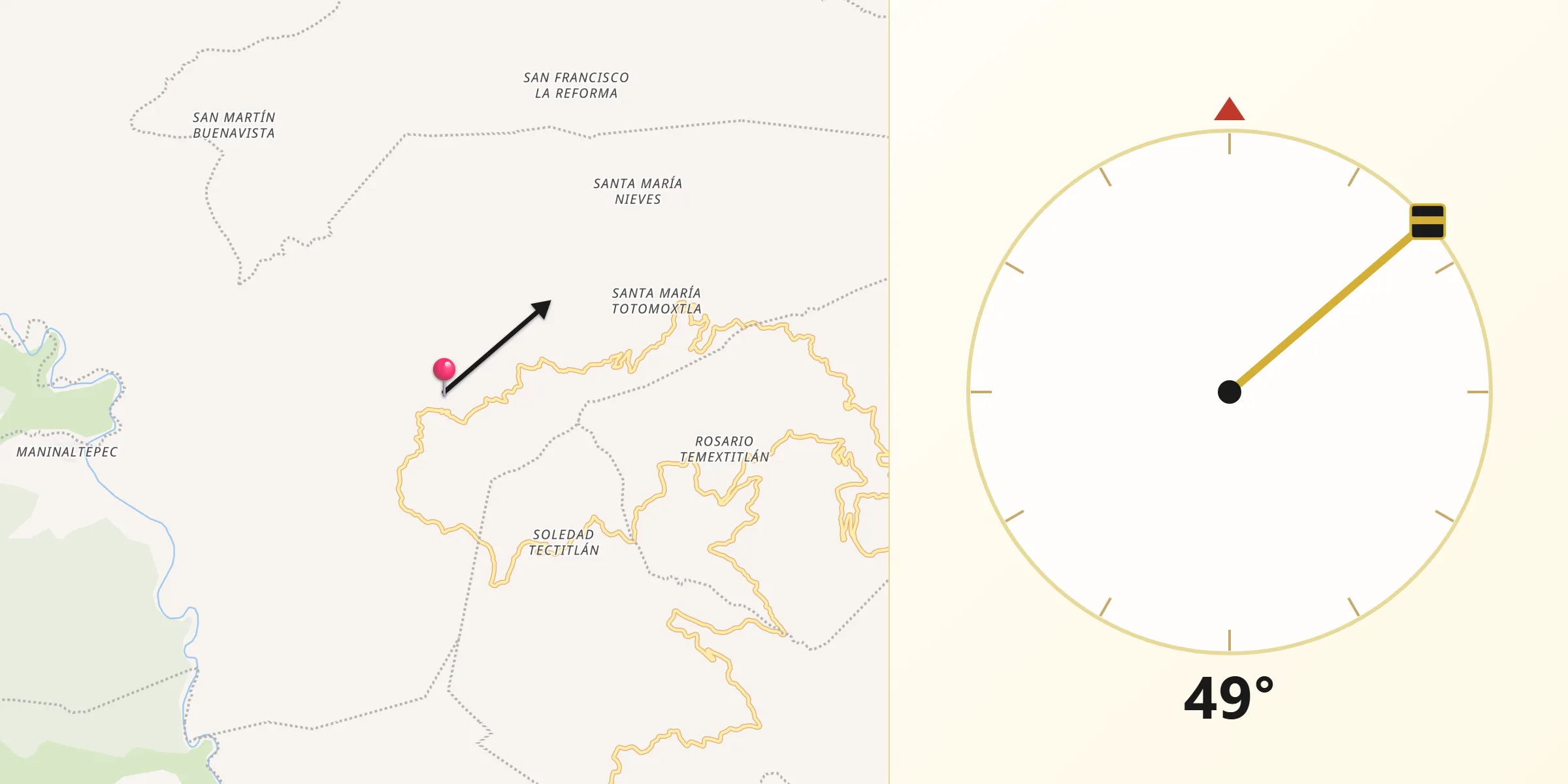 Dirección de la Qibla desde San Juan Quiotepec
