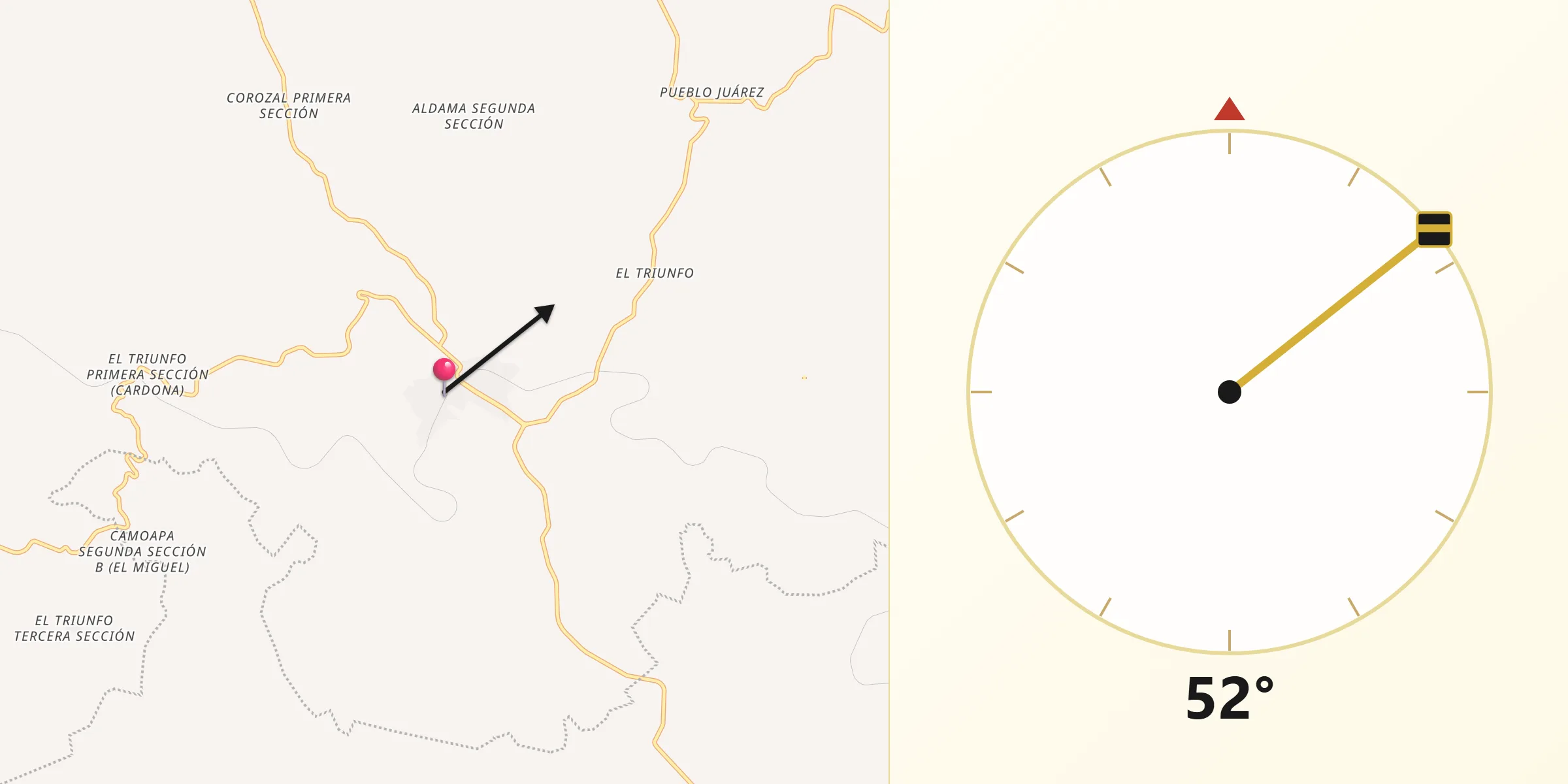 Dirección de la Qibla desde Juárez