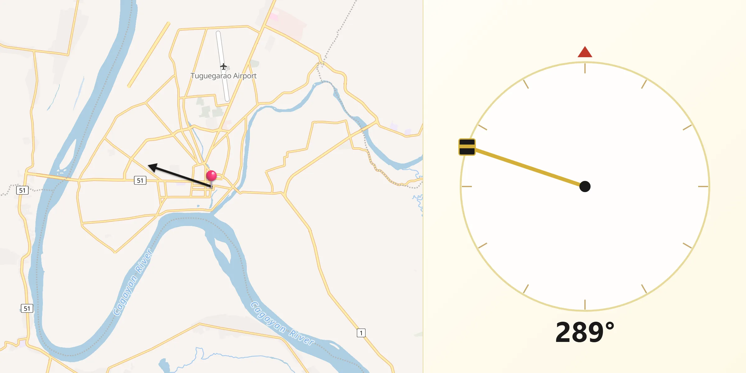 Qibla Direction from Tuguegarao City