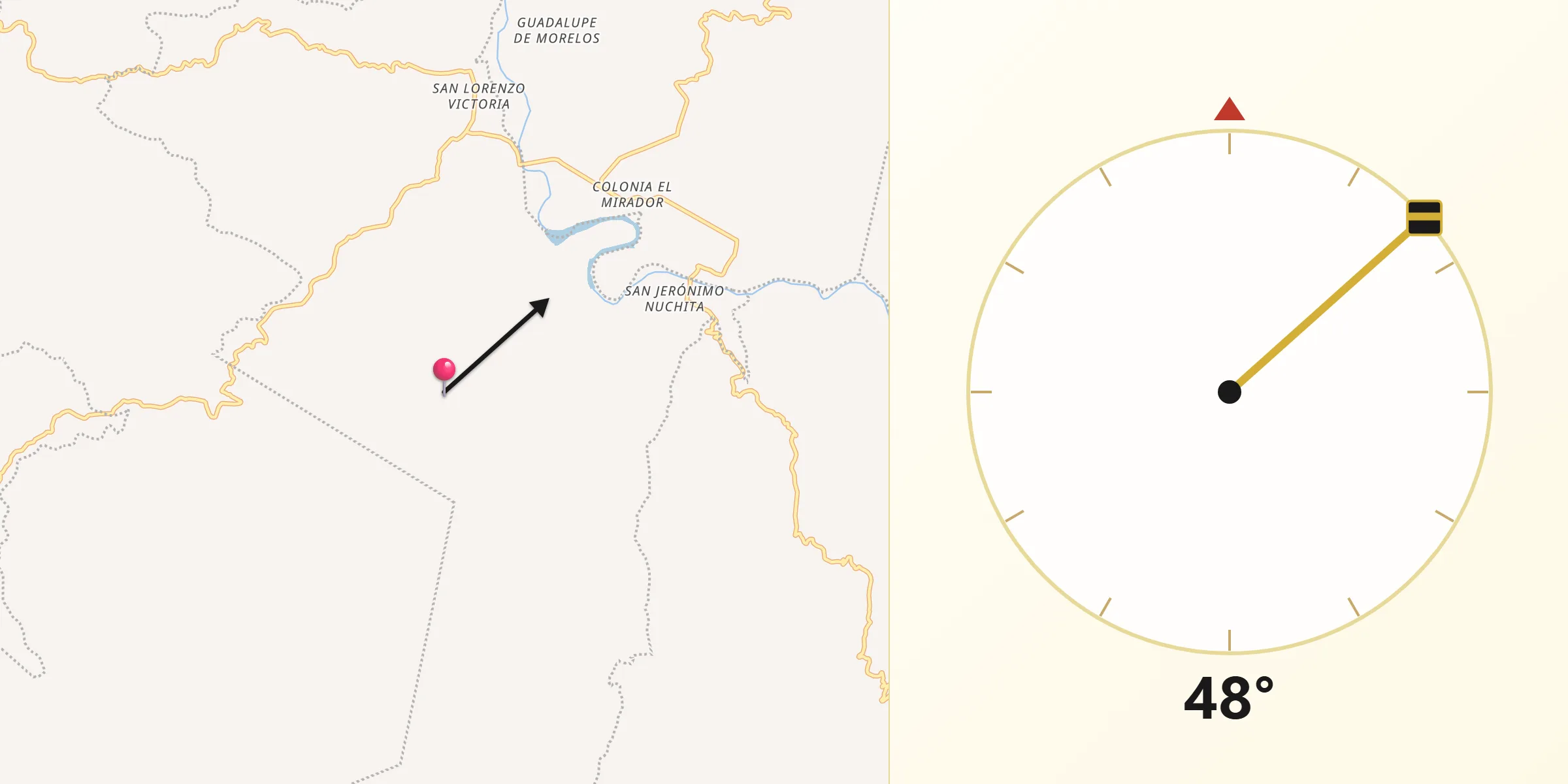 Dirección de la Qibla desde San Lorenzo Victoria
