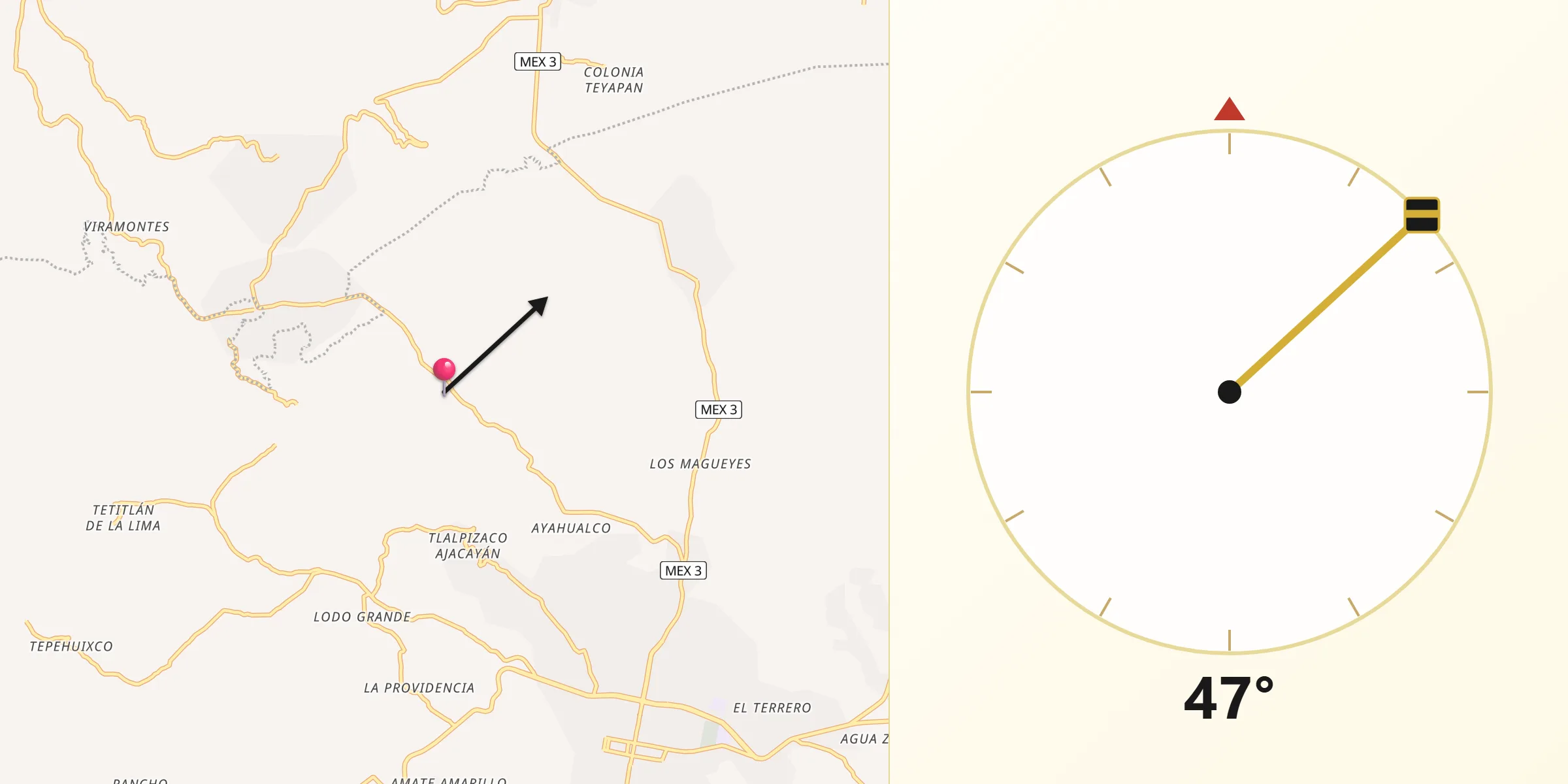 Dirección de la Qibla desde La Mohonera