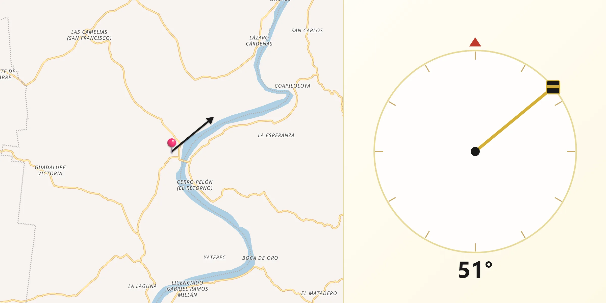 Dirección de la Qibla desde Venustiano Carranza (Peña Blanca)
