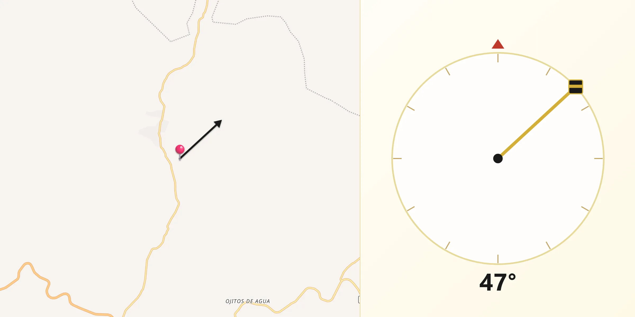 Dirección de la Qibla desde Acatempa