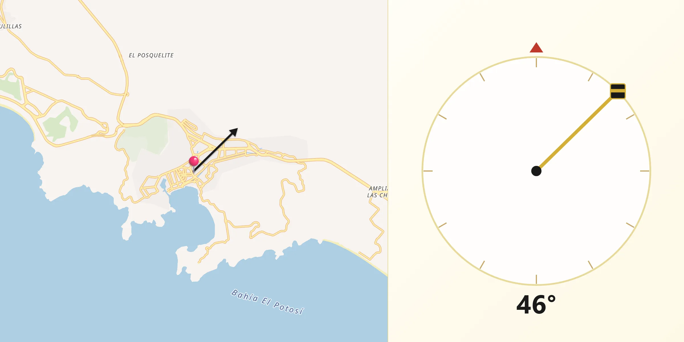 Dirección de la Qibla desde Zihuatanejo