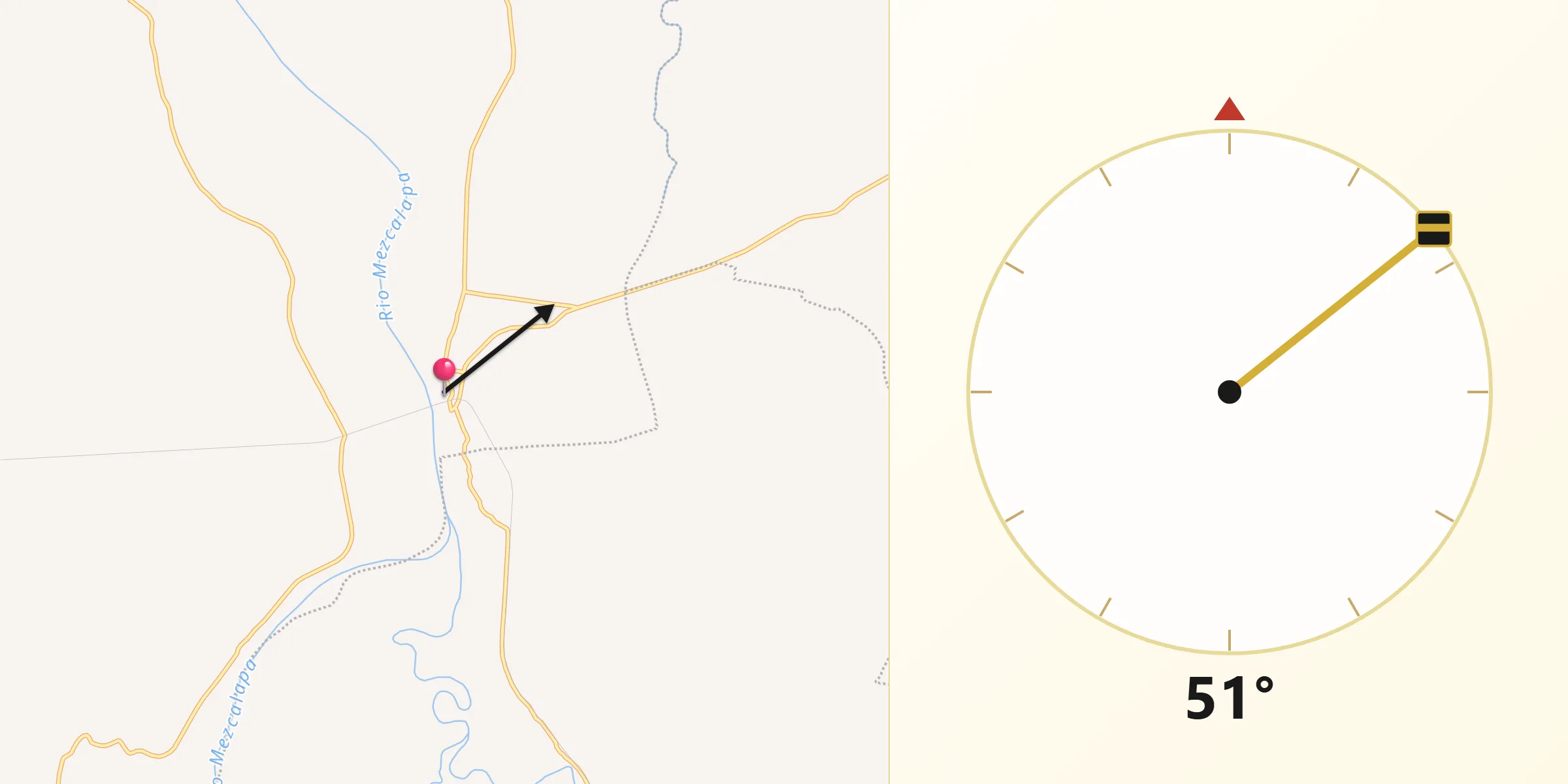 Dirección de la Qibla desde Estación San Manuel