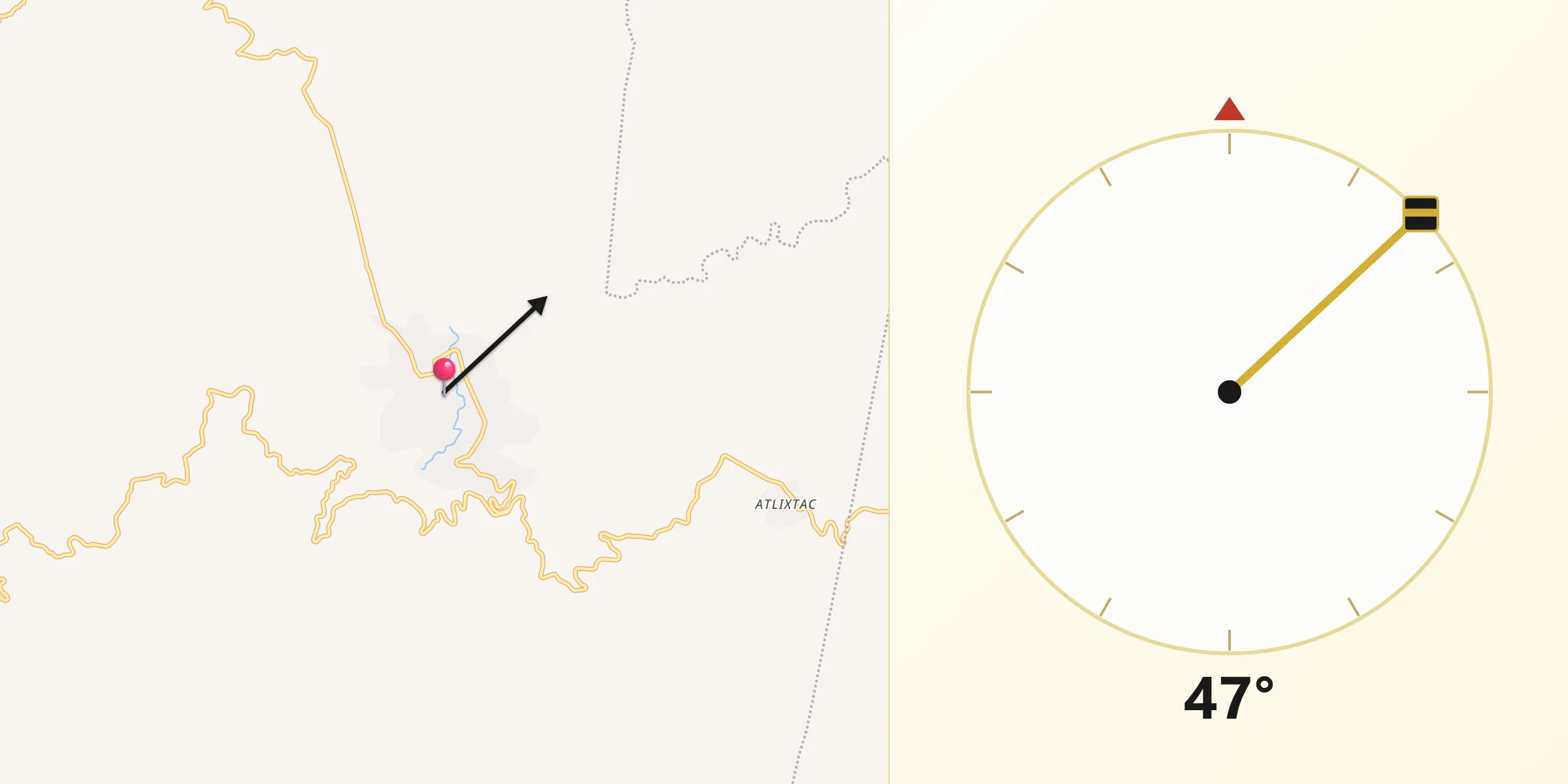 Dirección de la Qibla desde Chichihualco