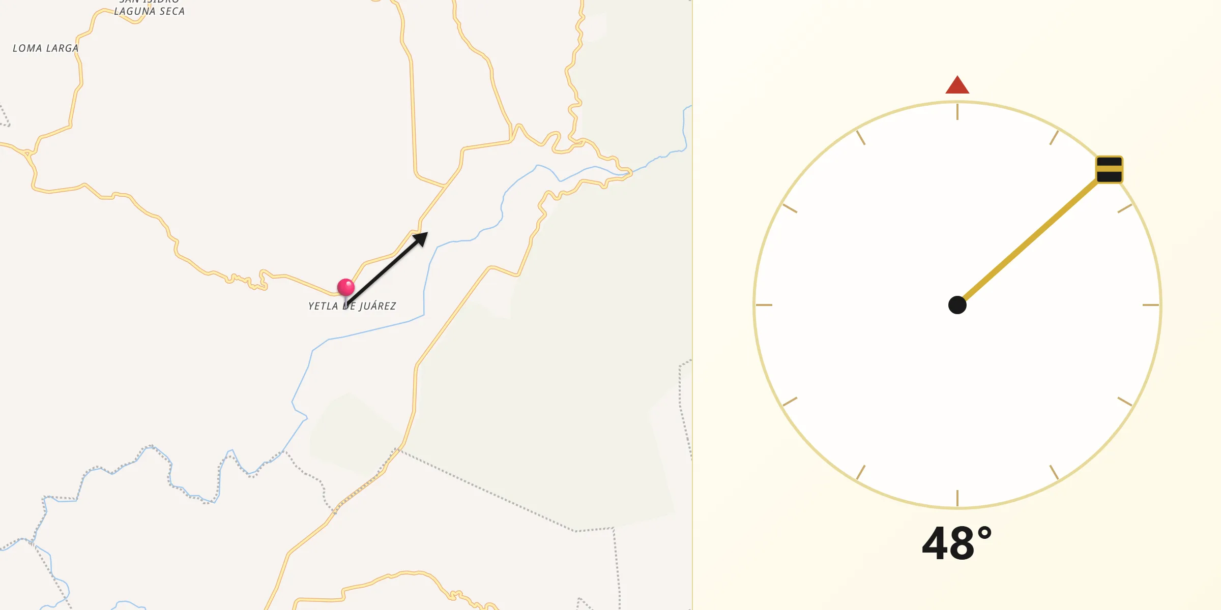 Dirección de la Qibla desde Yetla de Juárez
