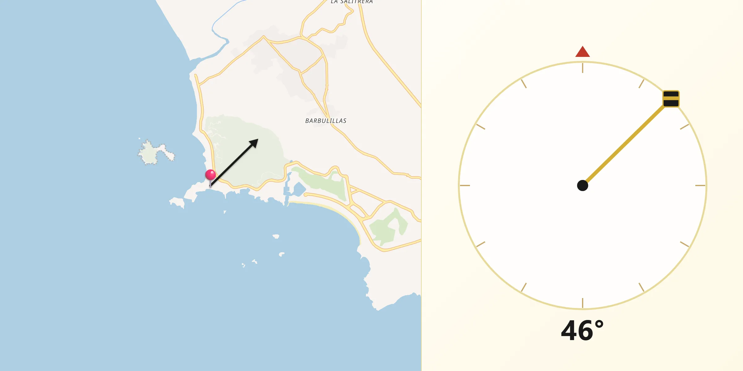 Dirección de la Qibla desde Ixtapa