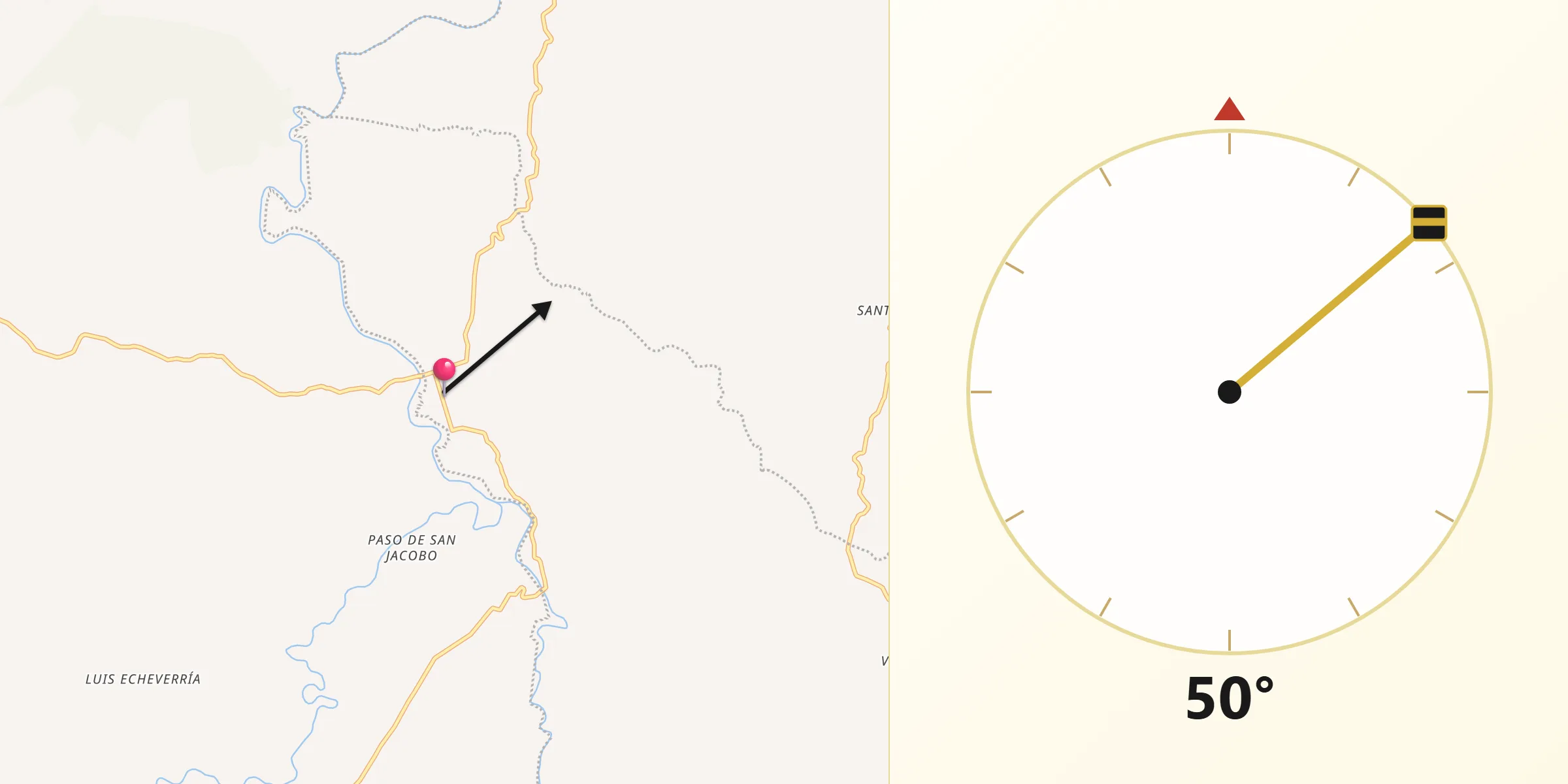 Dirección de la Qibla desde San José Río Manzo