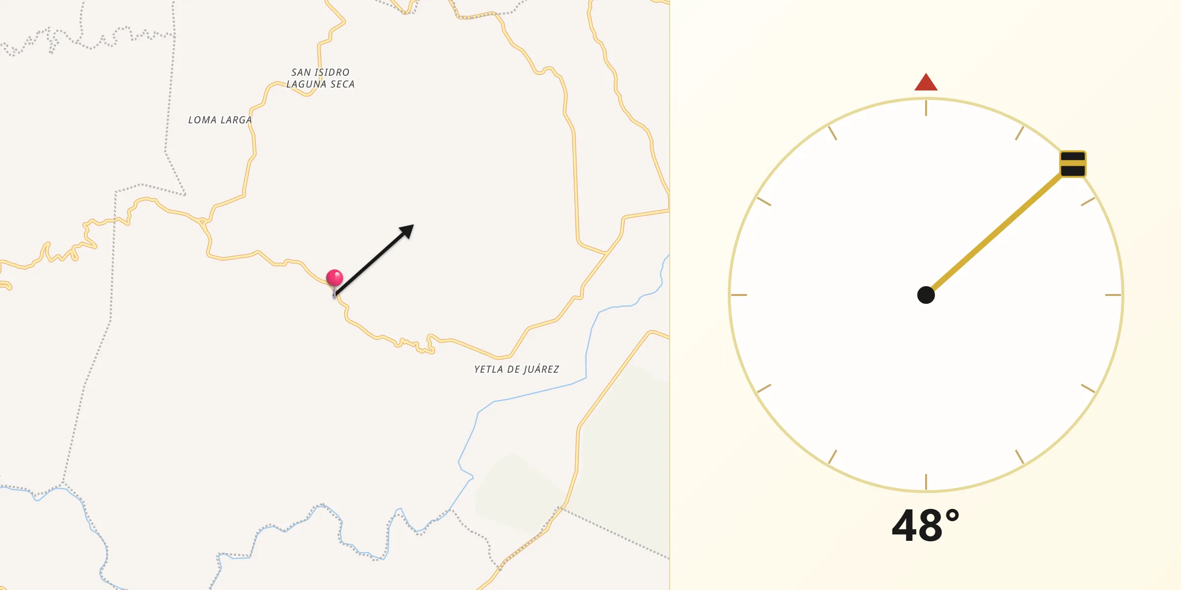 Dirección de la Qibla desde San Sebastián del Monte