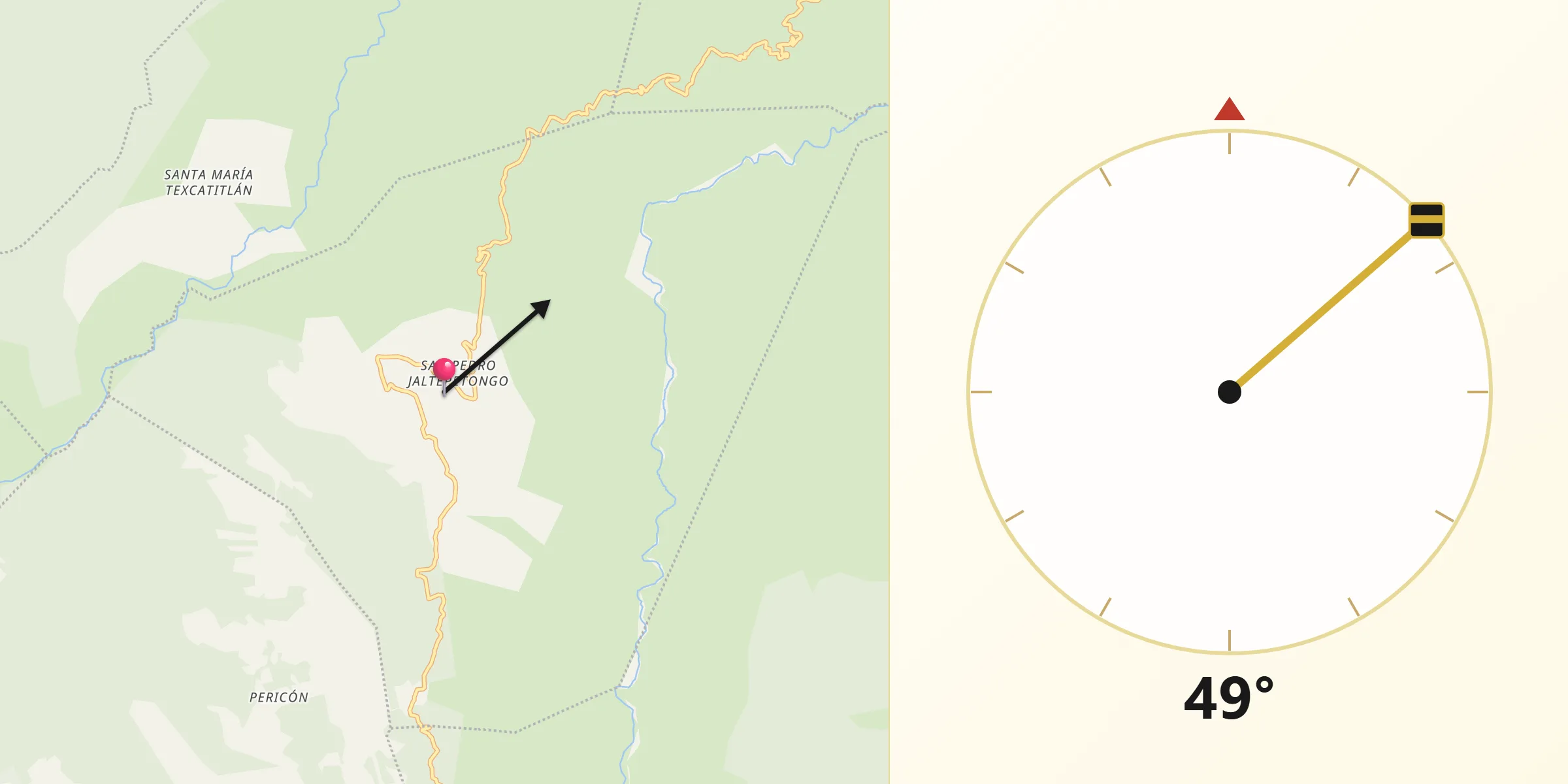 Dirección de la Qibla desde Jaltepetongo