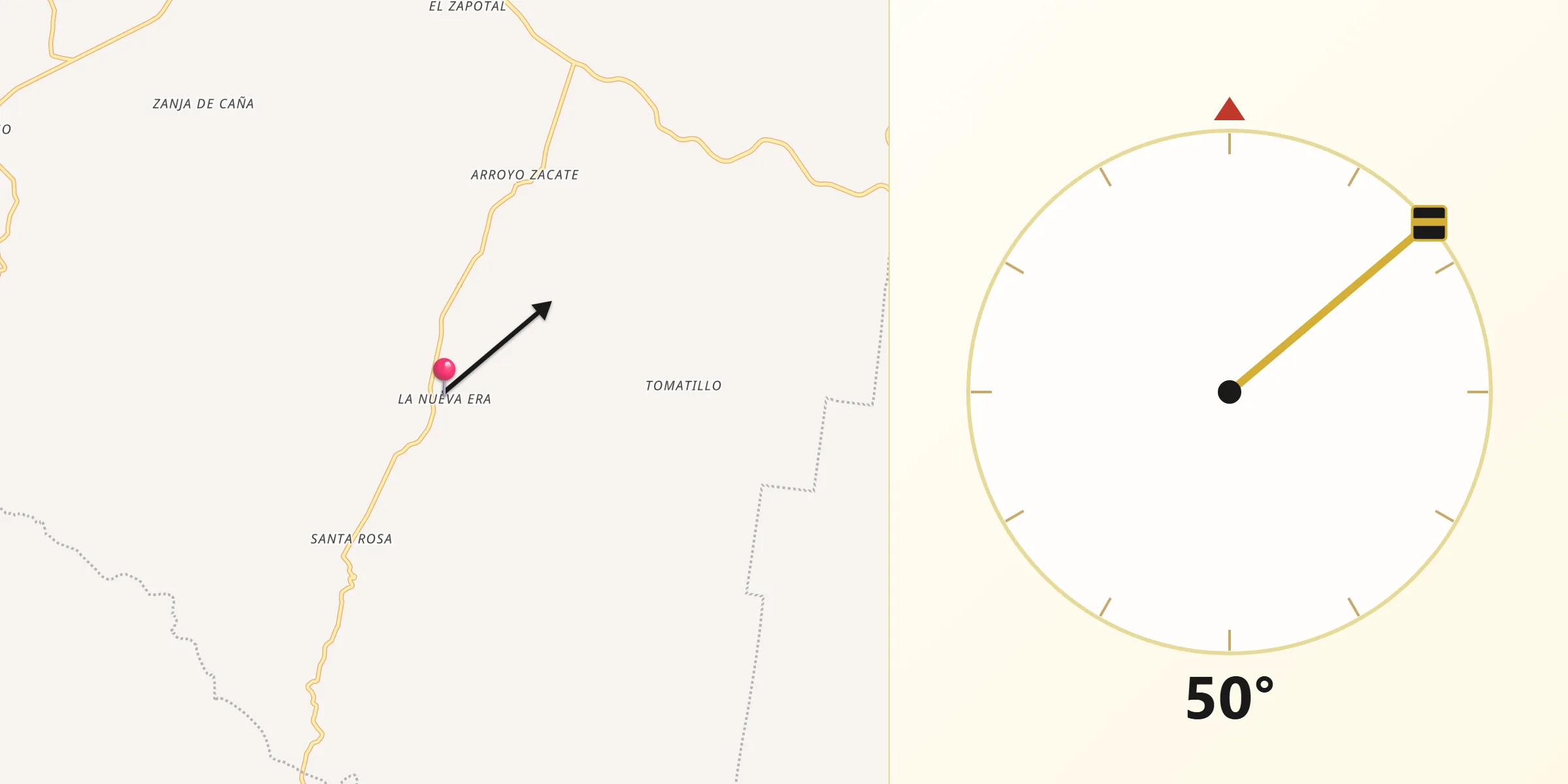 Dirección de la Qibla desde La Nueva Era