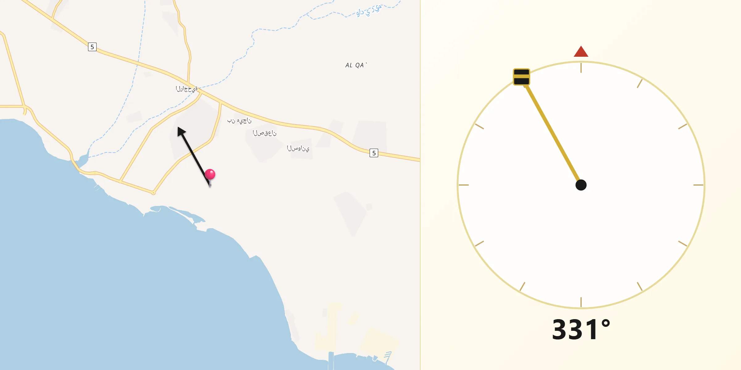 اتجاه القبلة من الشقيق