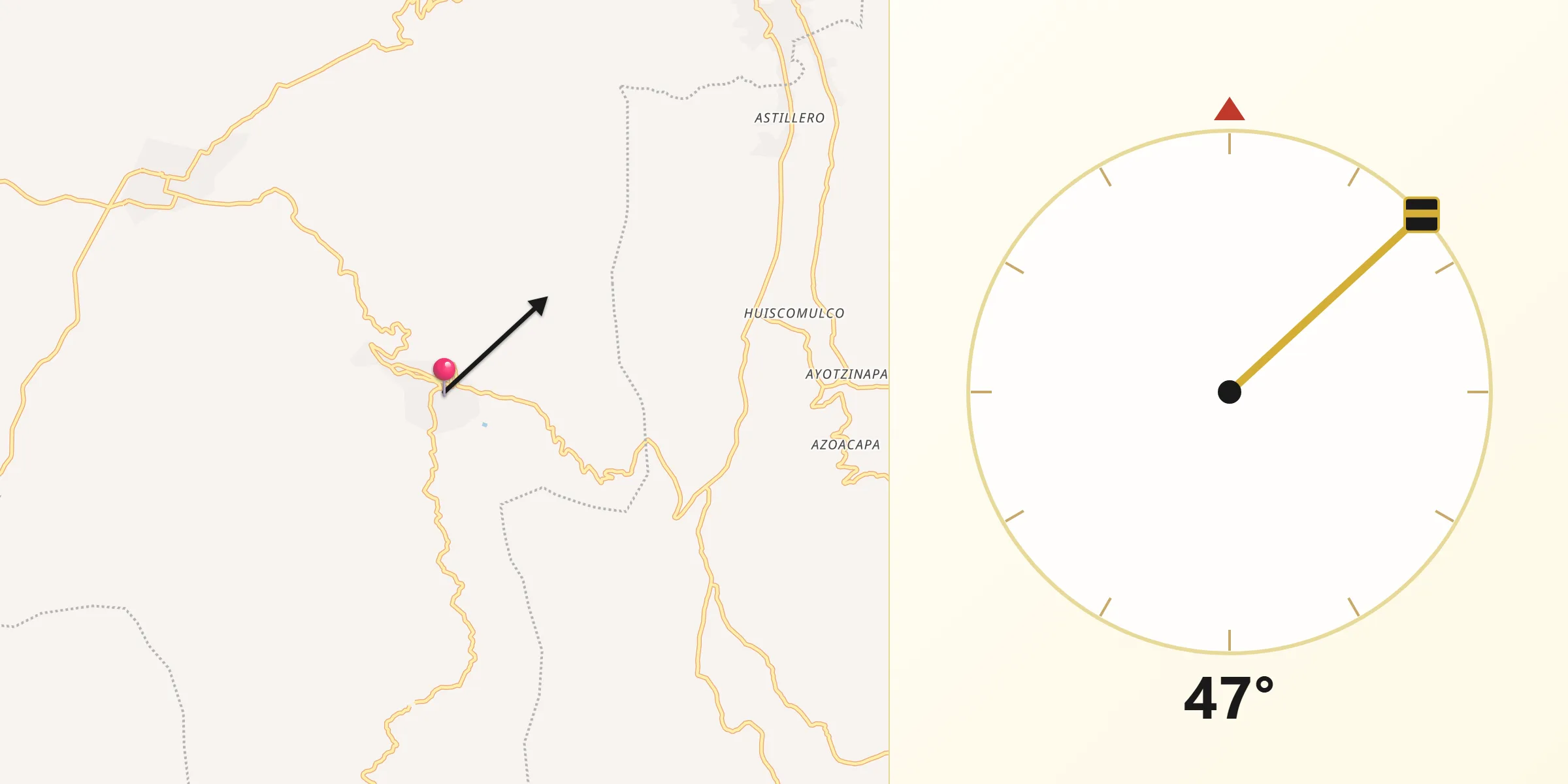 Dirección de la Qibla desde Zotoltitlán