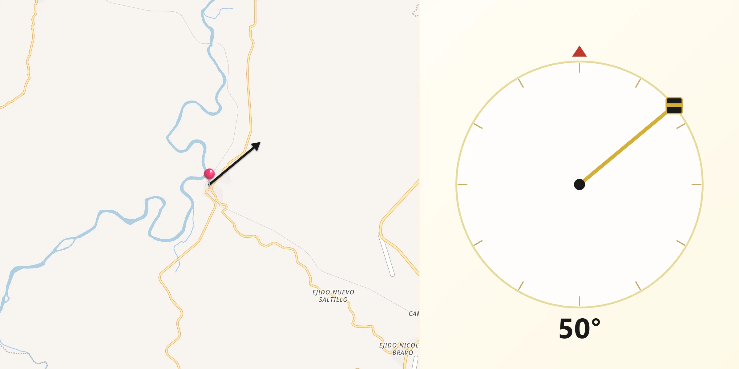 Dirección de la Qibla desde Achotal de Moreno