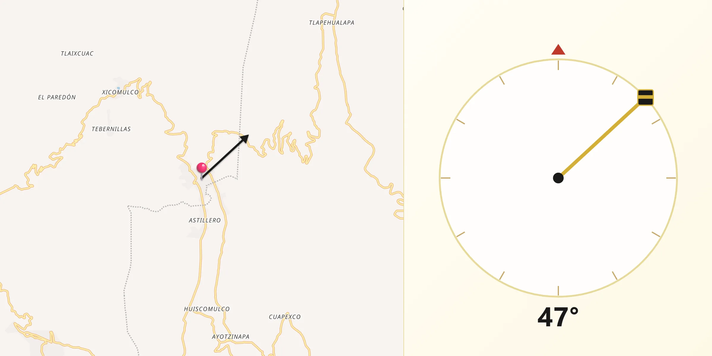 Dirección de la Qibla desde La Esperanza