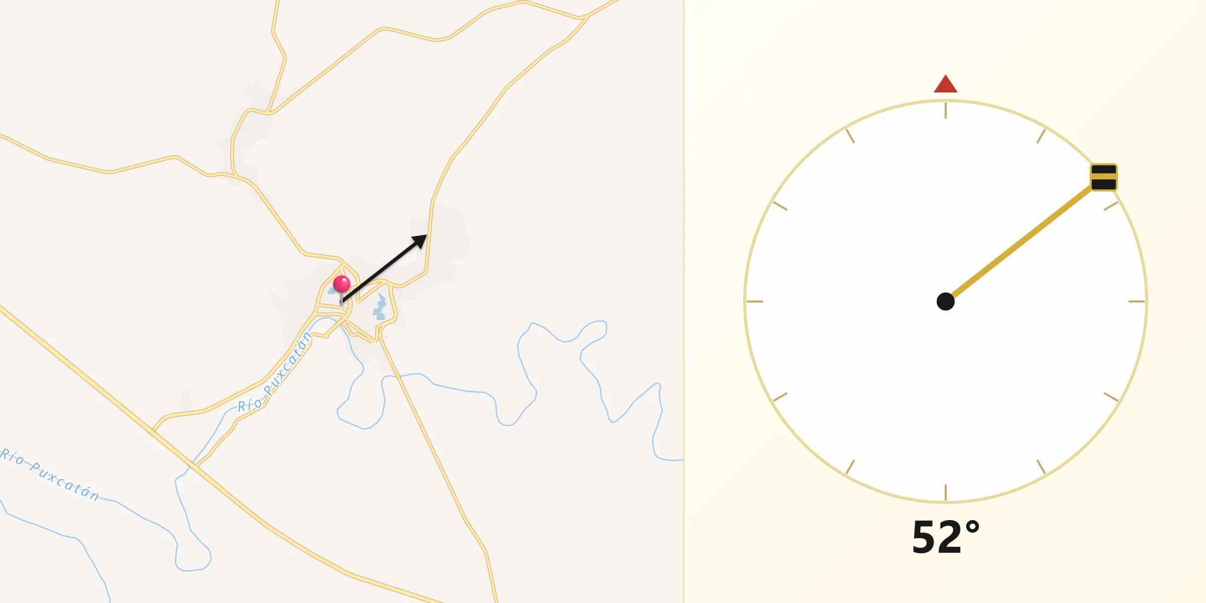 Dirección de la Qibla desde Macuspana