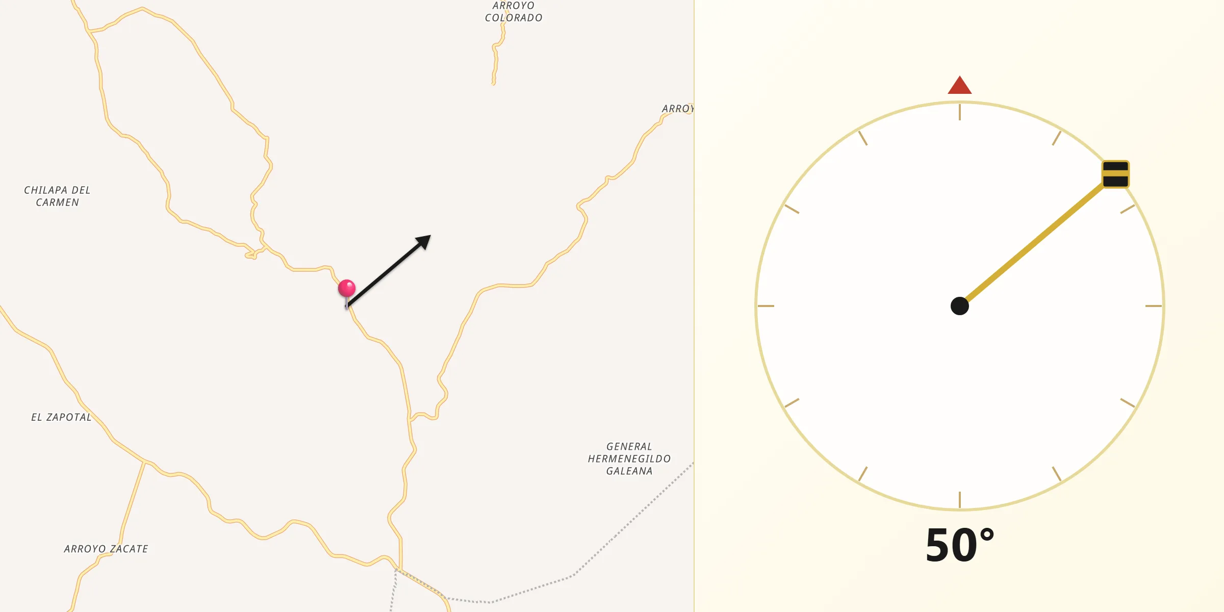 Dirección de la Qibla desde El Nigromante