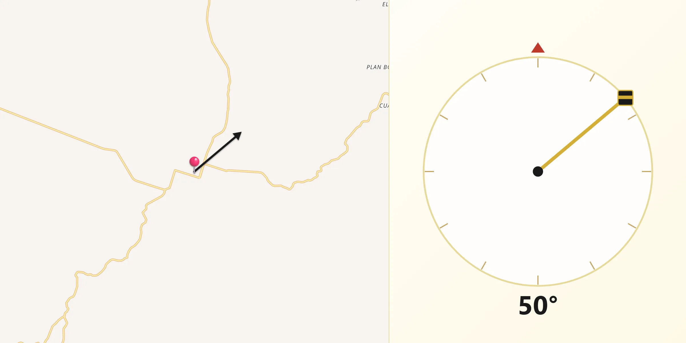 Dirección de la Qibla desde Abasolo del Valle