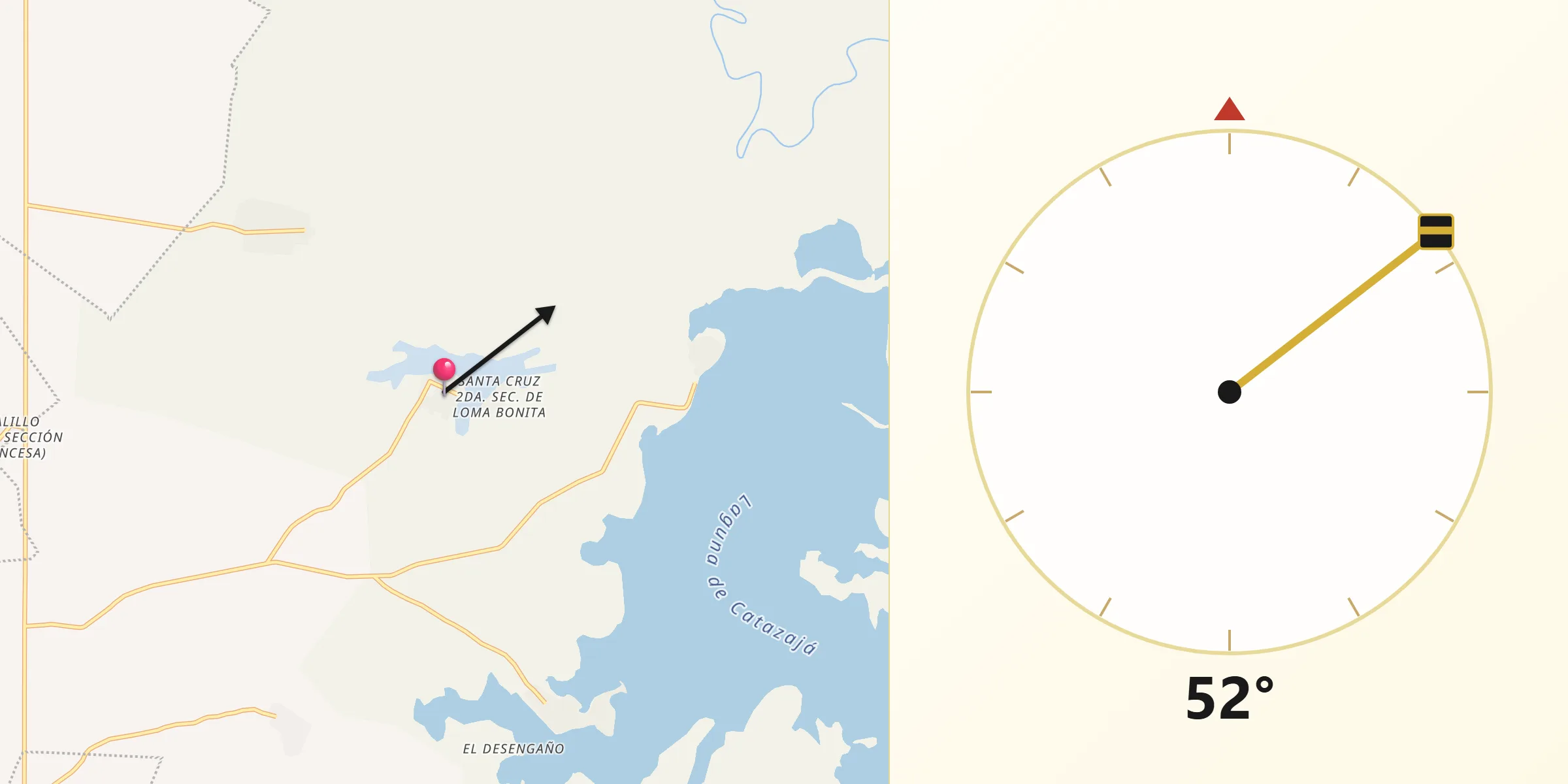 Dirección de la Qibla desde Loma Bonita