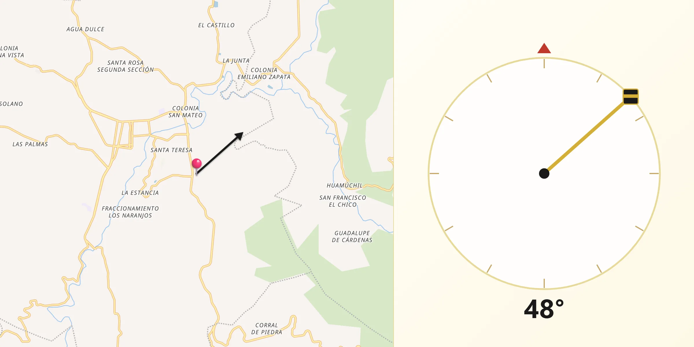 Dirección de la Qibla desde Vista Hermosa