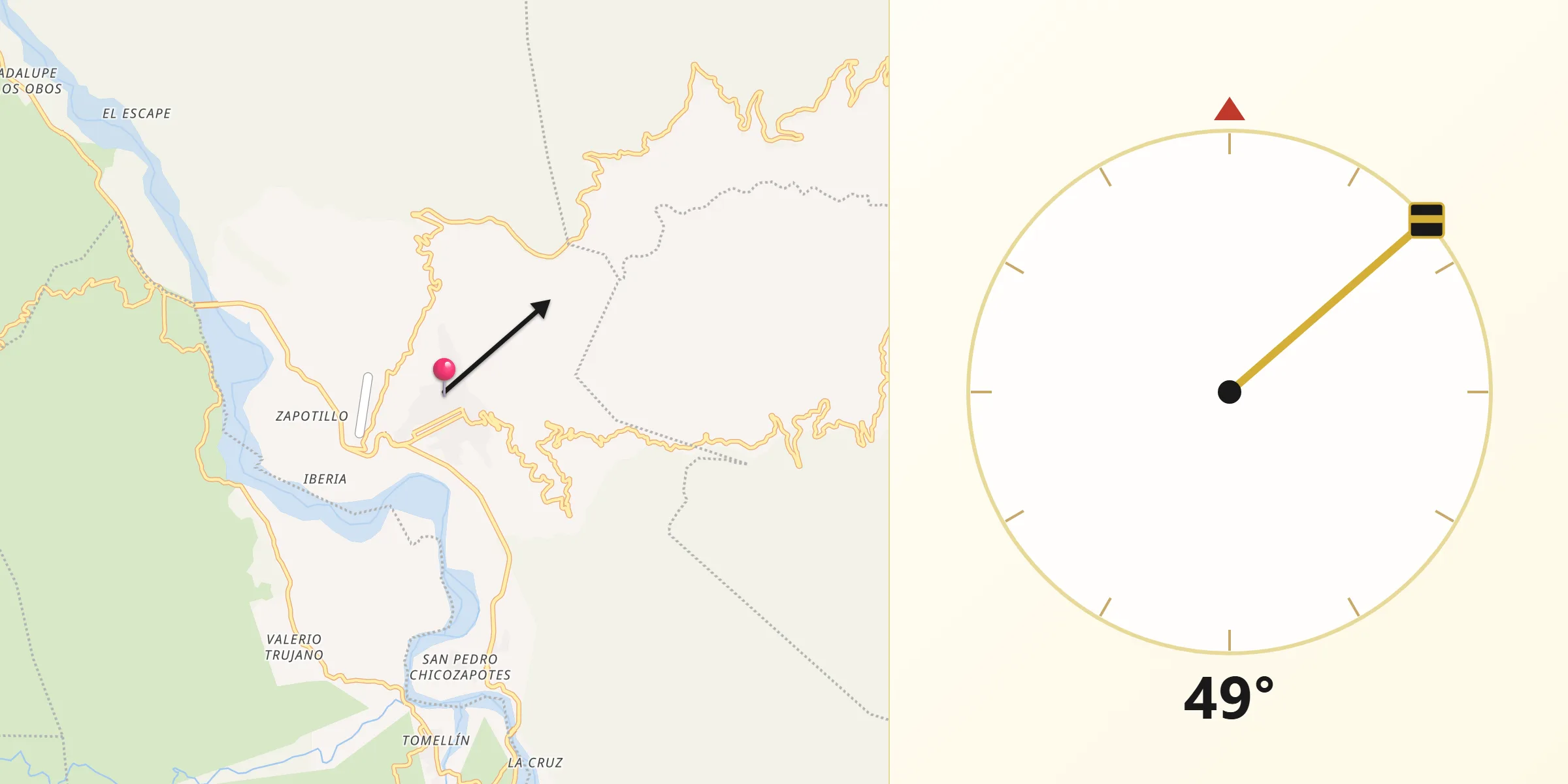 Dirección de la Qibla desde Cuicatlan