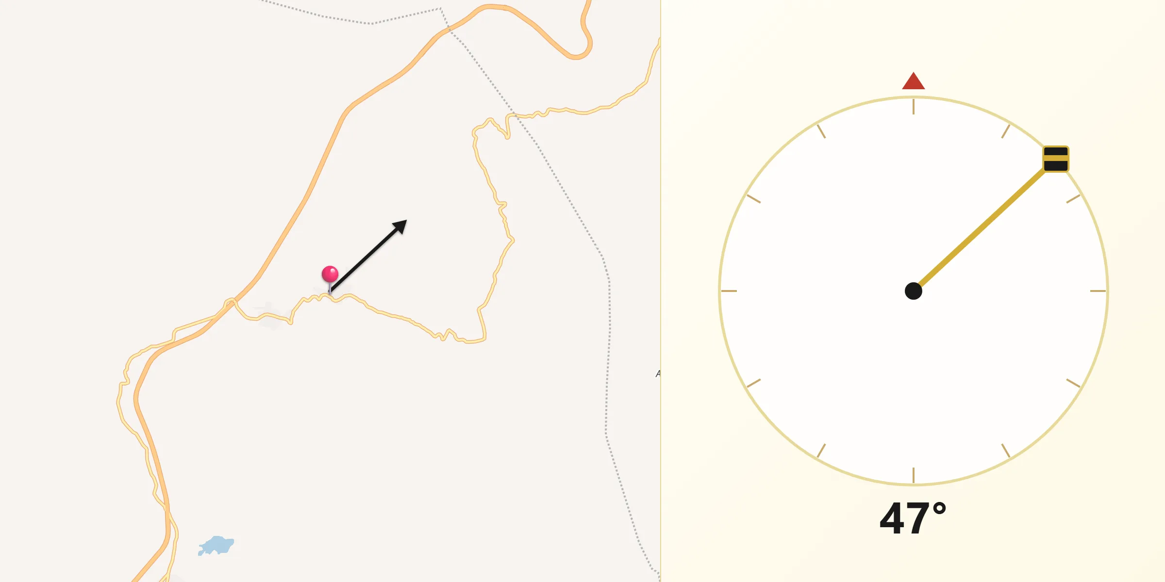 Dirección de la Qibla desde Tlanipatla