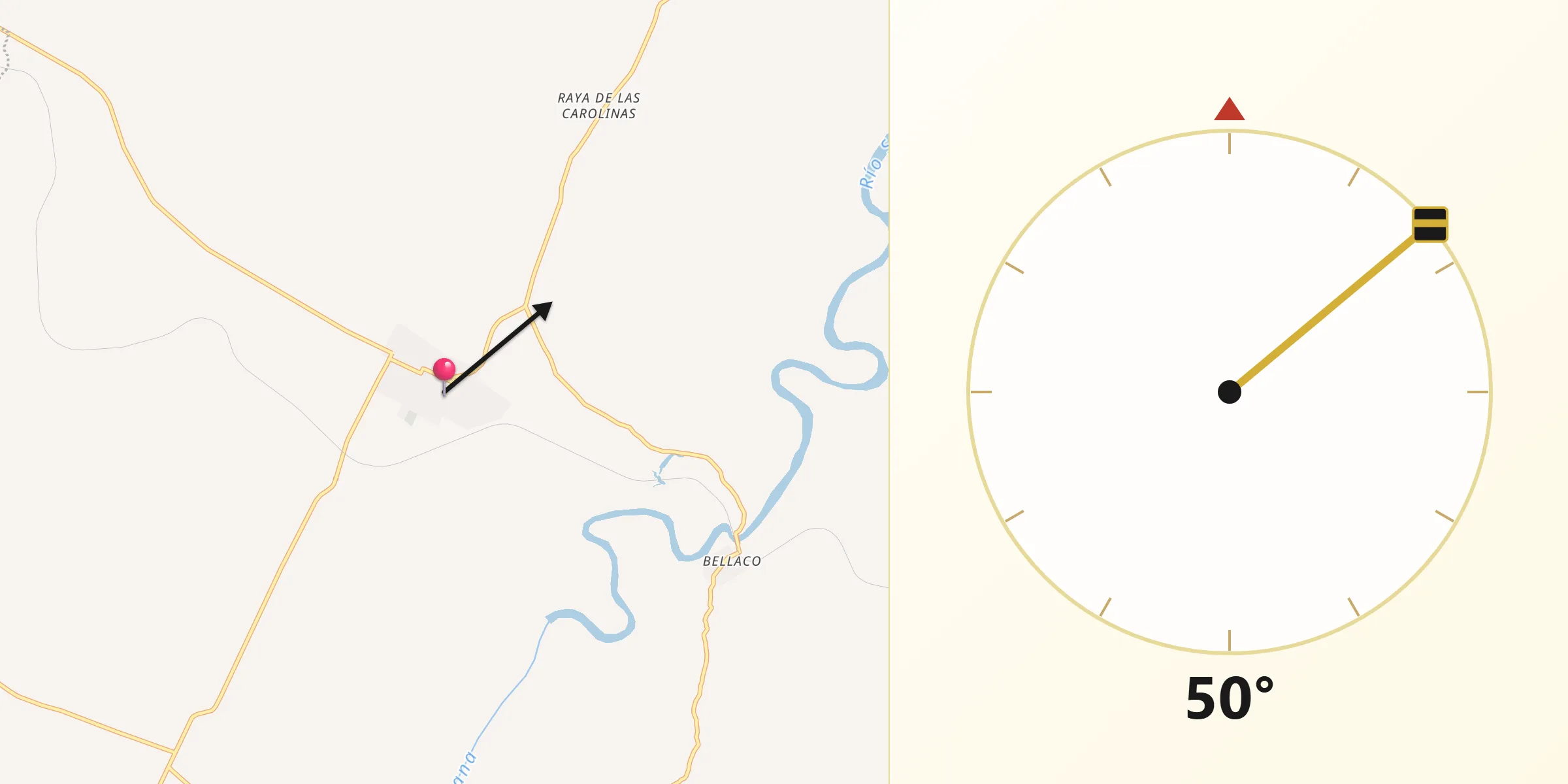 Dirección de la Qibla desde Estación Juanita