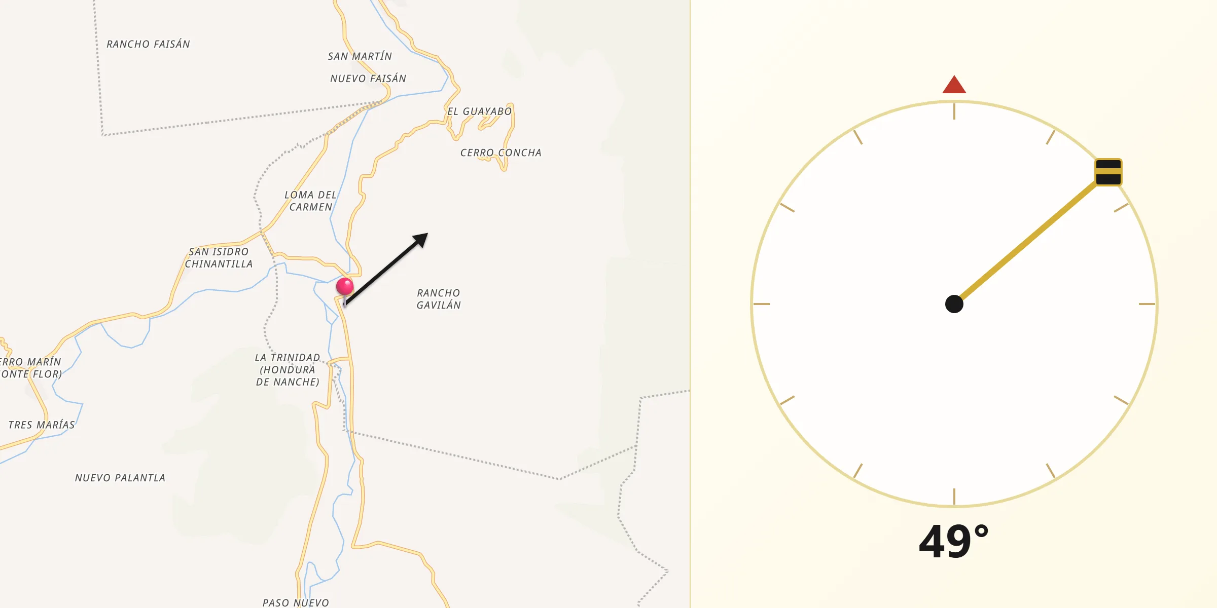Dirección de la Qibla desde Vega del Sol