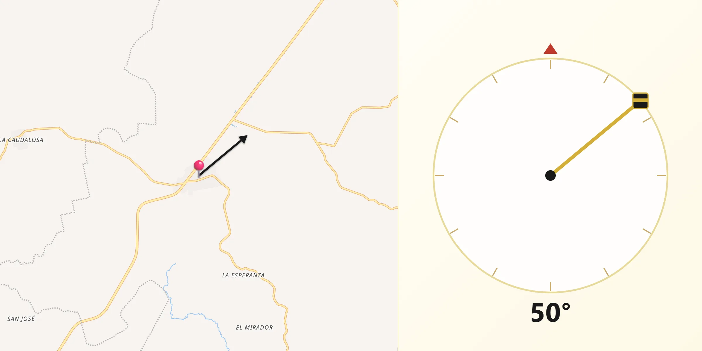 Dirección de la Qibla desde Aguilera