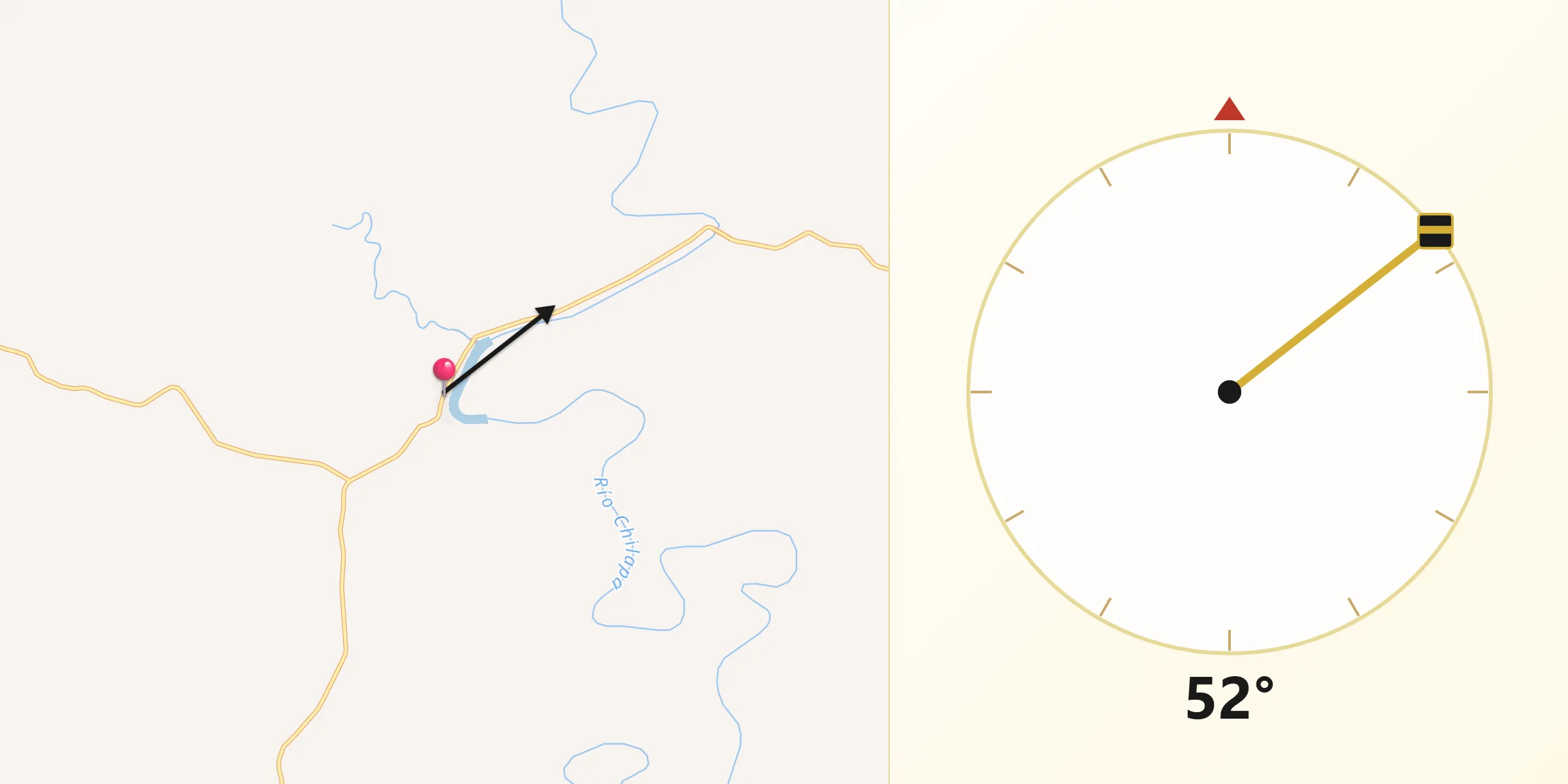 Dirección de la Qibla desde Tepetitán