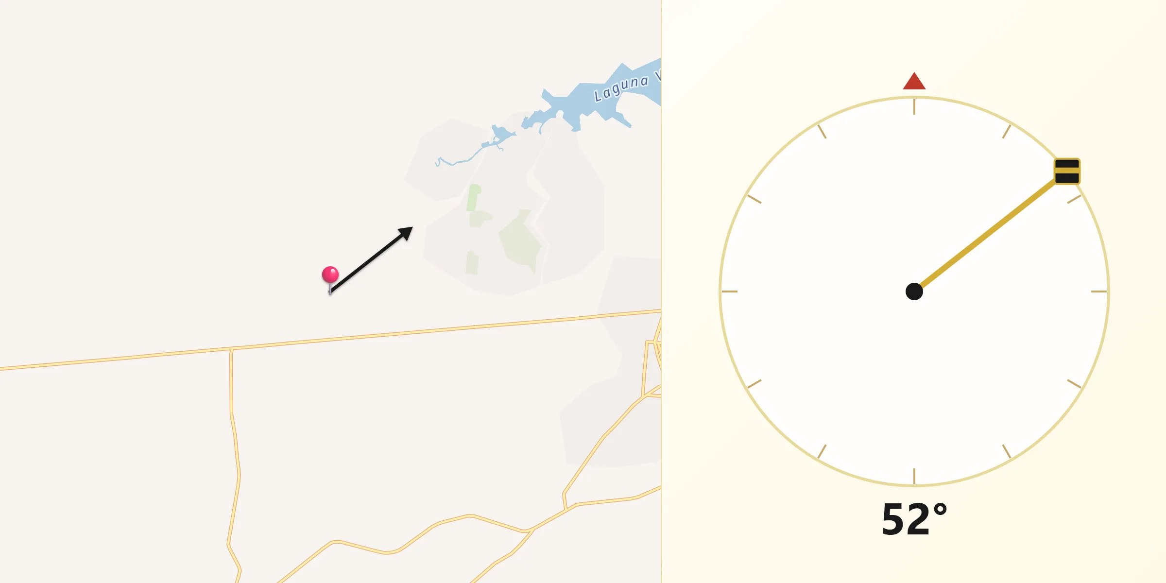 Dirección de la Qibla desde Veinte de Noviembre