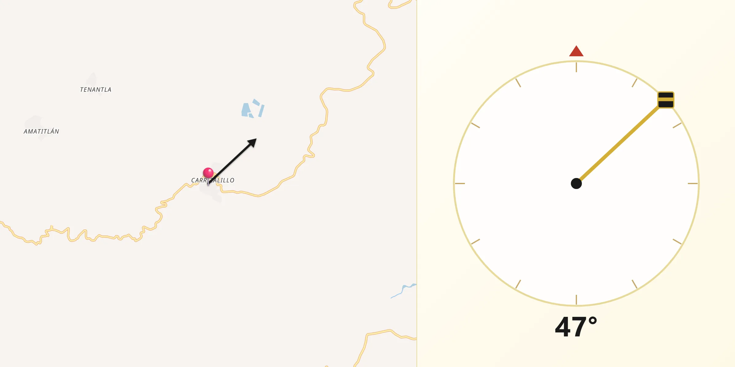Dirección de la Qibla desde Carrizalillo