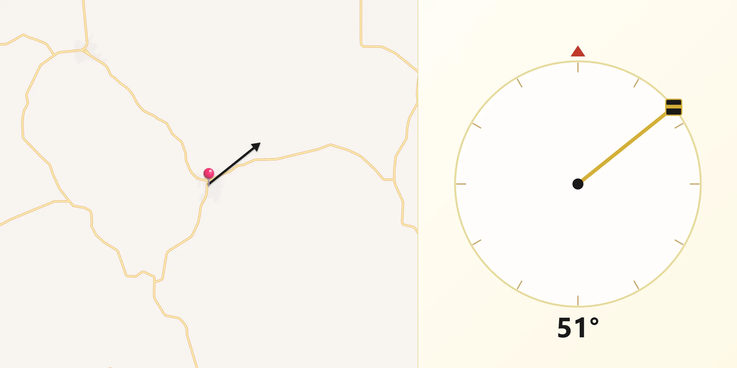 Dirección de la Qibla desde Ocuapan