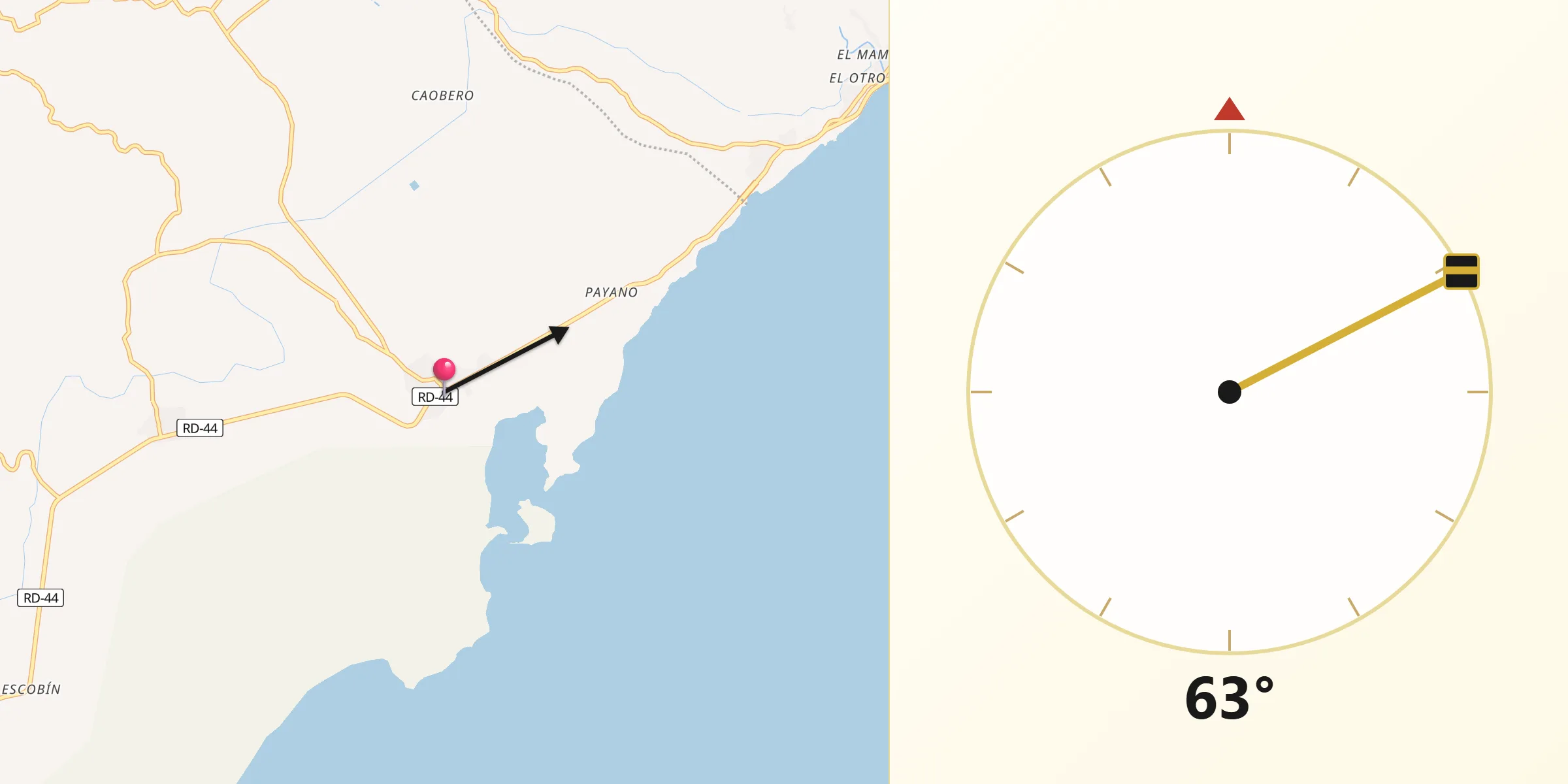 Dirección de la Qibla desde Juancho