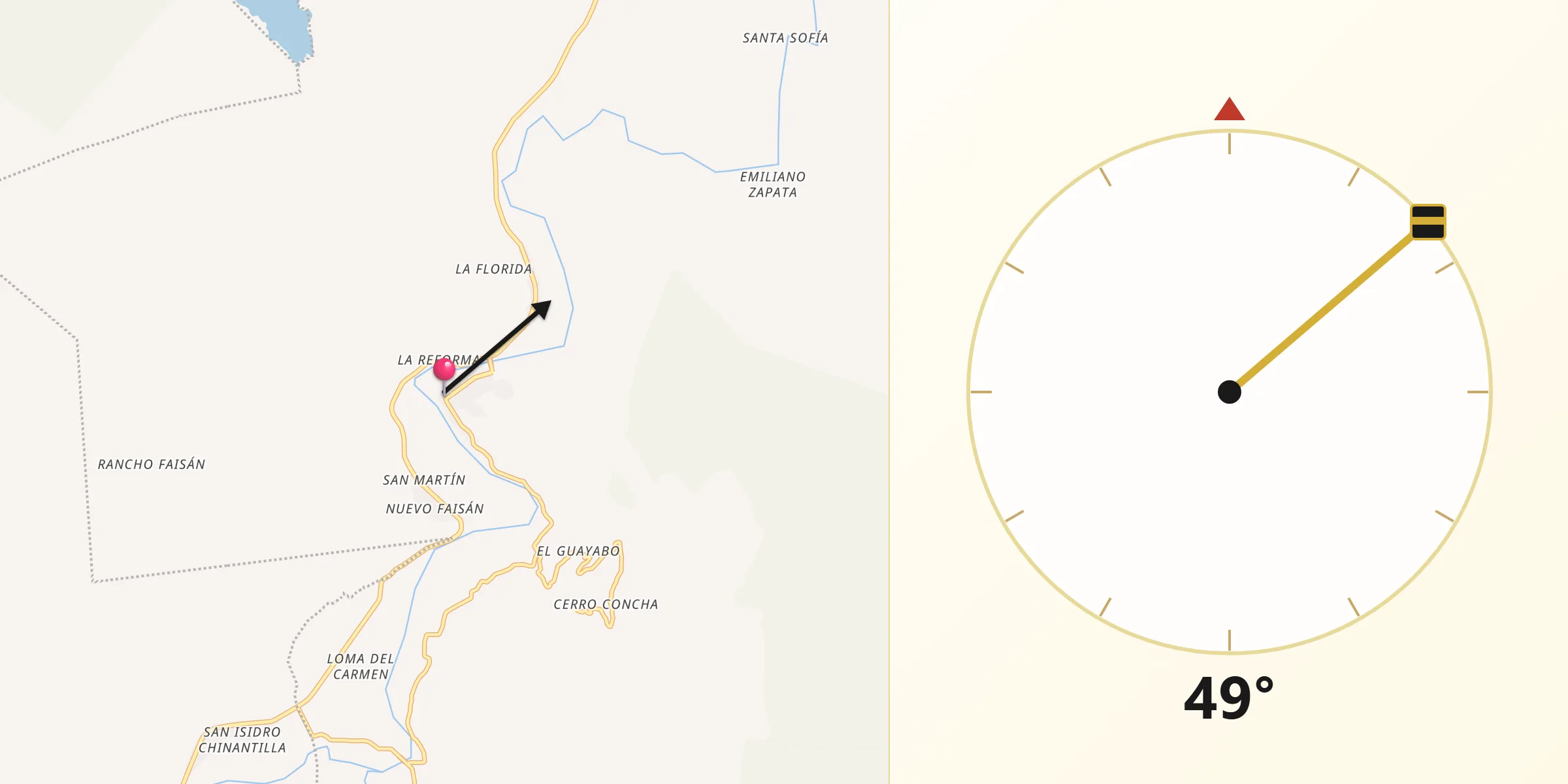 Dirección de la Qibla desde Santa María Jacatepec