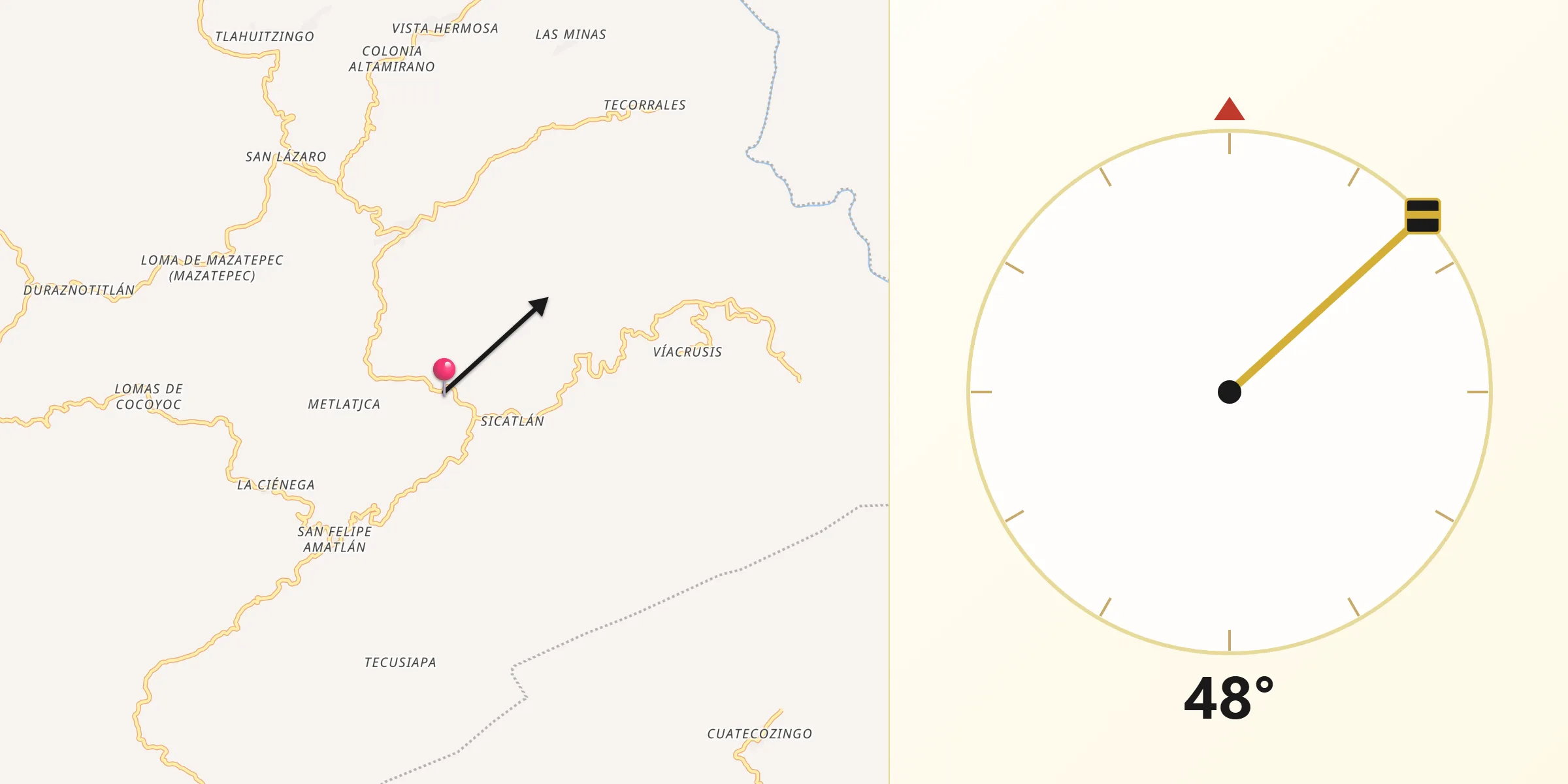 Dirección de la Qibla desde San Antonio Coyahuacán