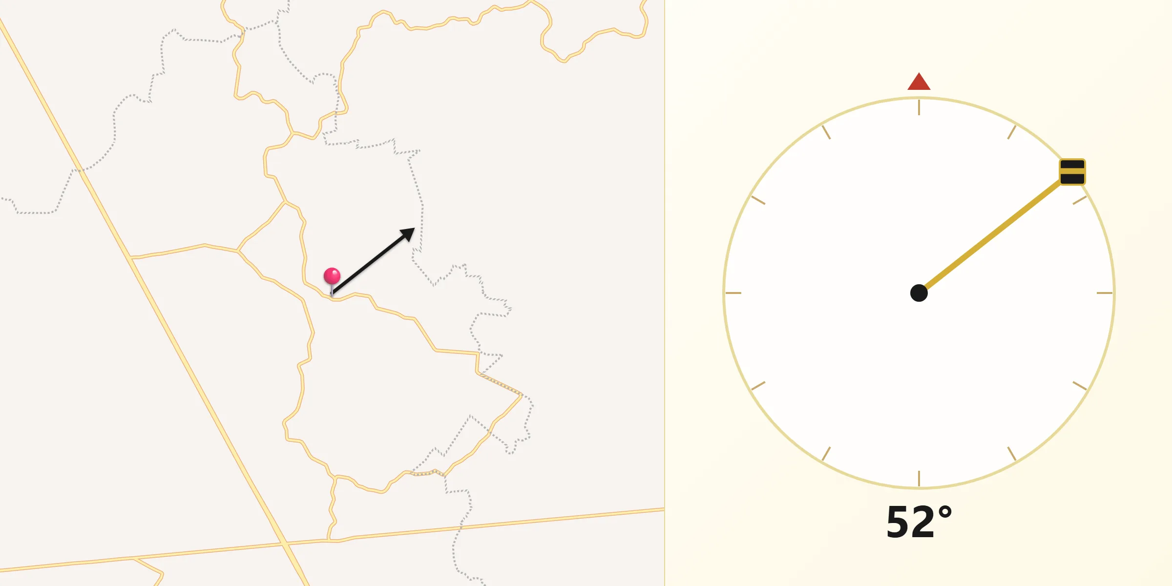 Dirección de la Qibla desde Benito González