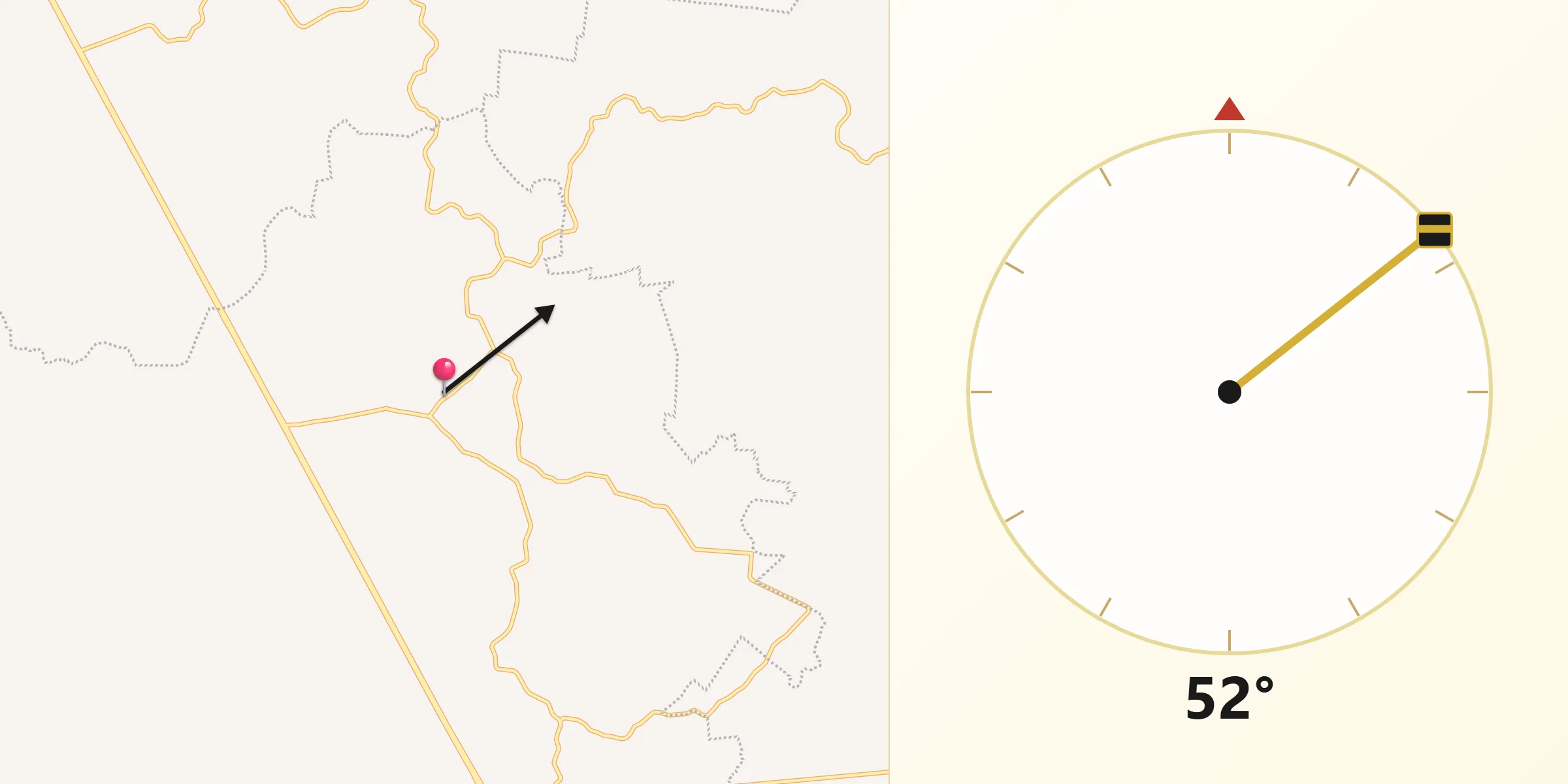 Dirección de la Qibla desde Tequila 1ra. Sección (La Aurora)