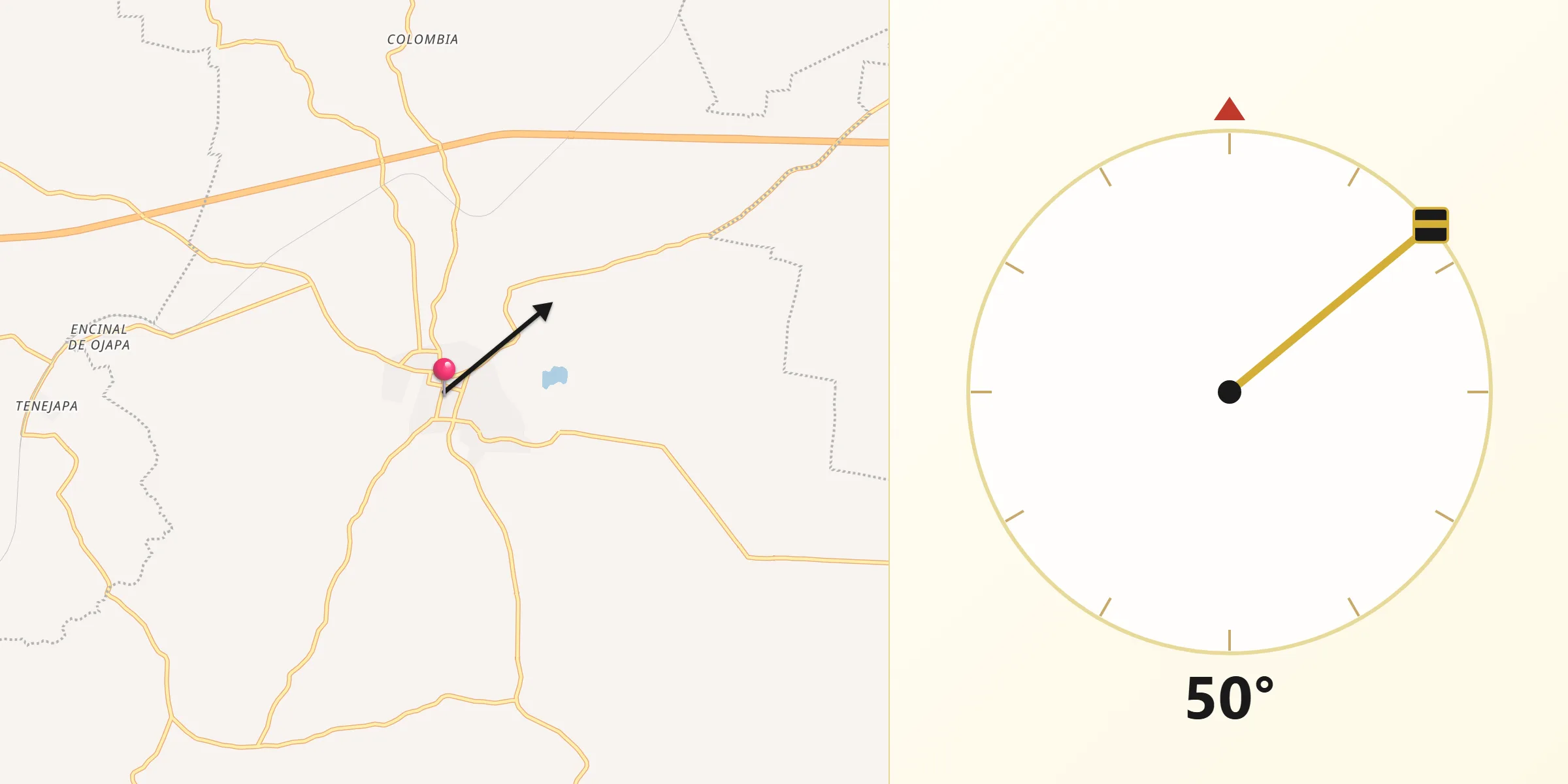 Dirección de la Qibla desde Texistepec