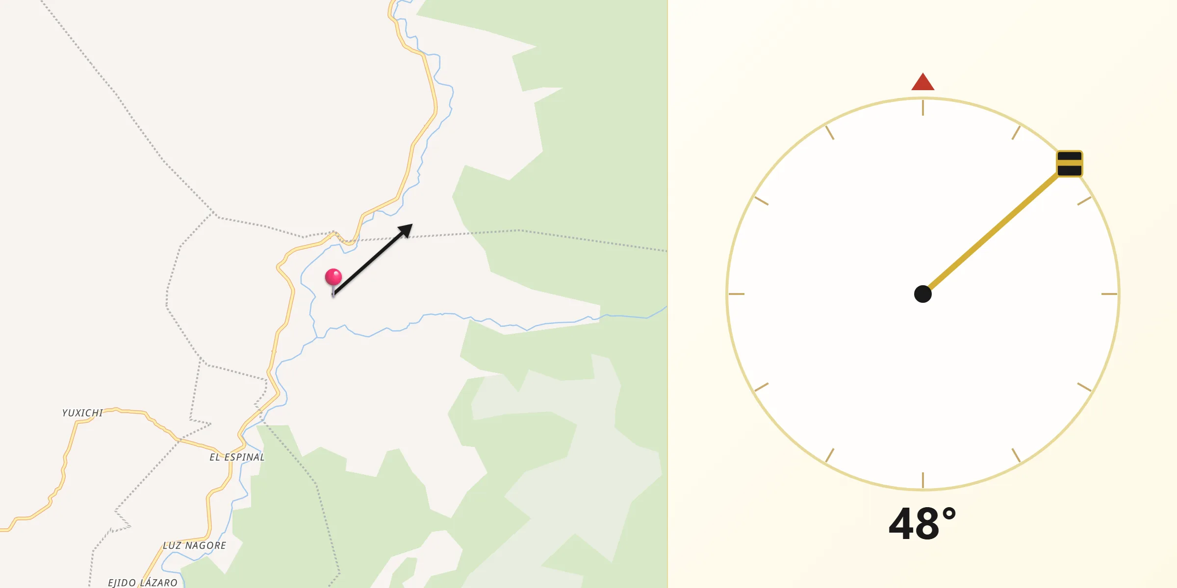 Dirección de la Qibla desde Santa María Camotlán