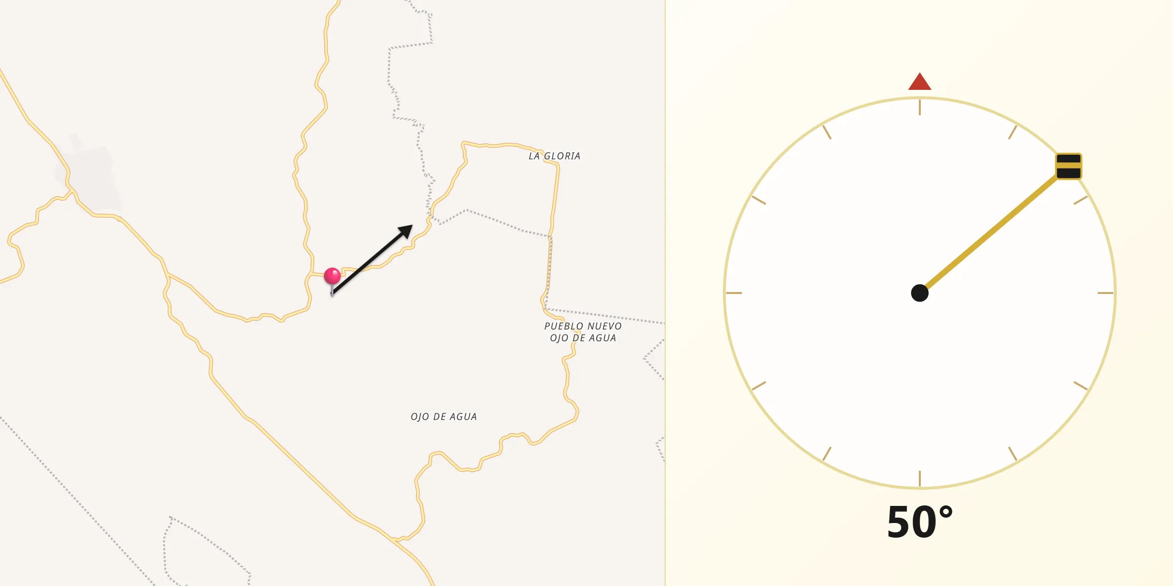 Dirección de la Qibla desde Arroyo Limón