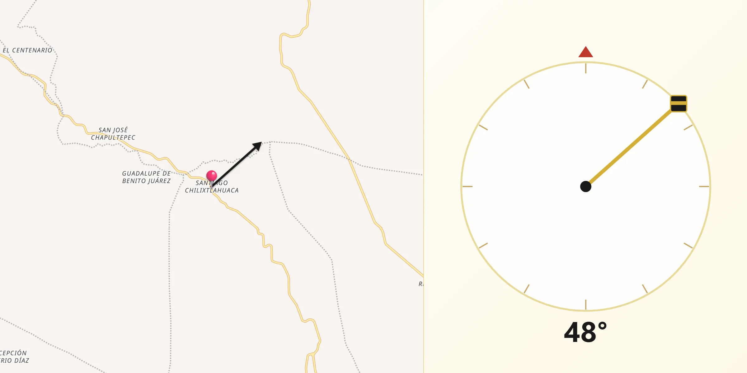Dirección de la Qibla desde Santiago Chilixtlahuaca