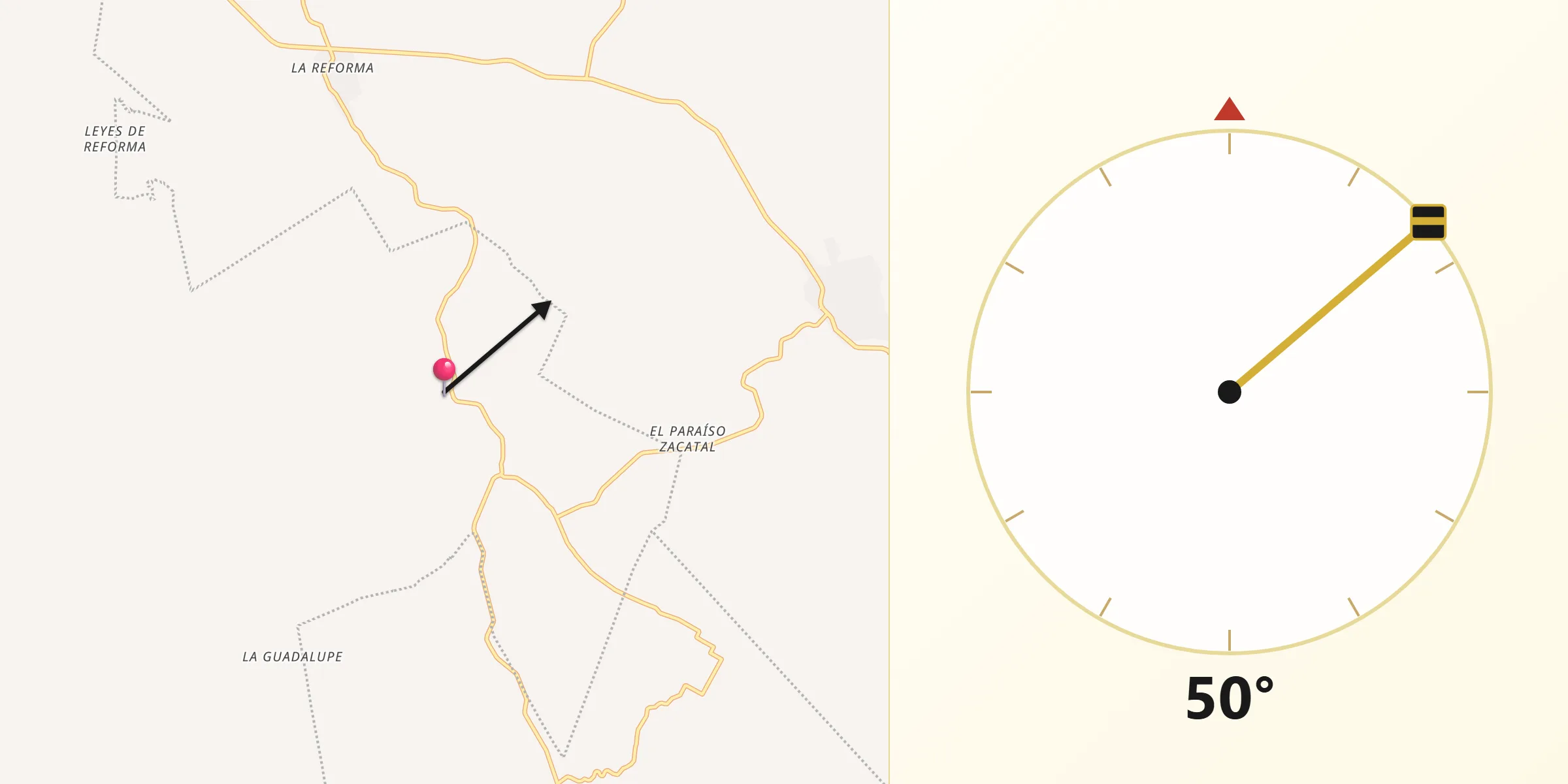 Dirección de la Qibla desde Pueblo Viejo