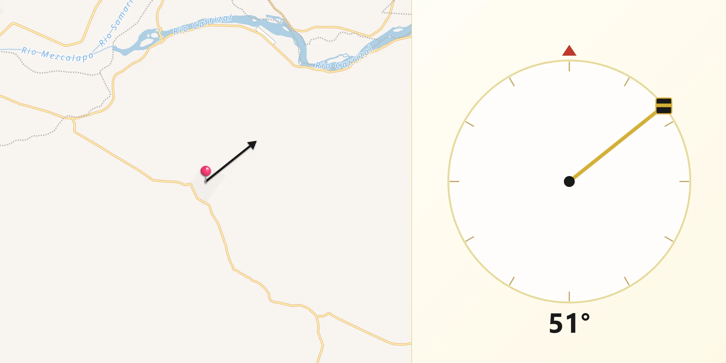 Dirección de la Qibla desde Rafael Pascacio Gamboa