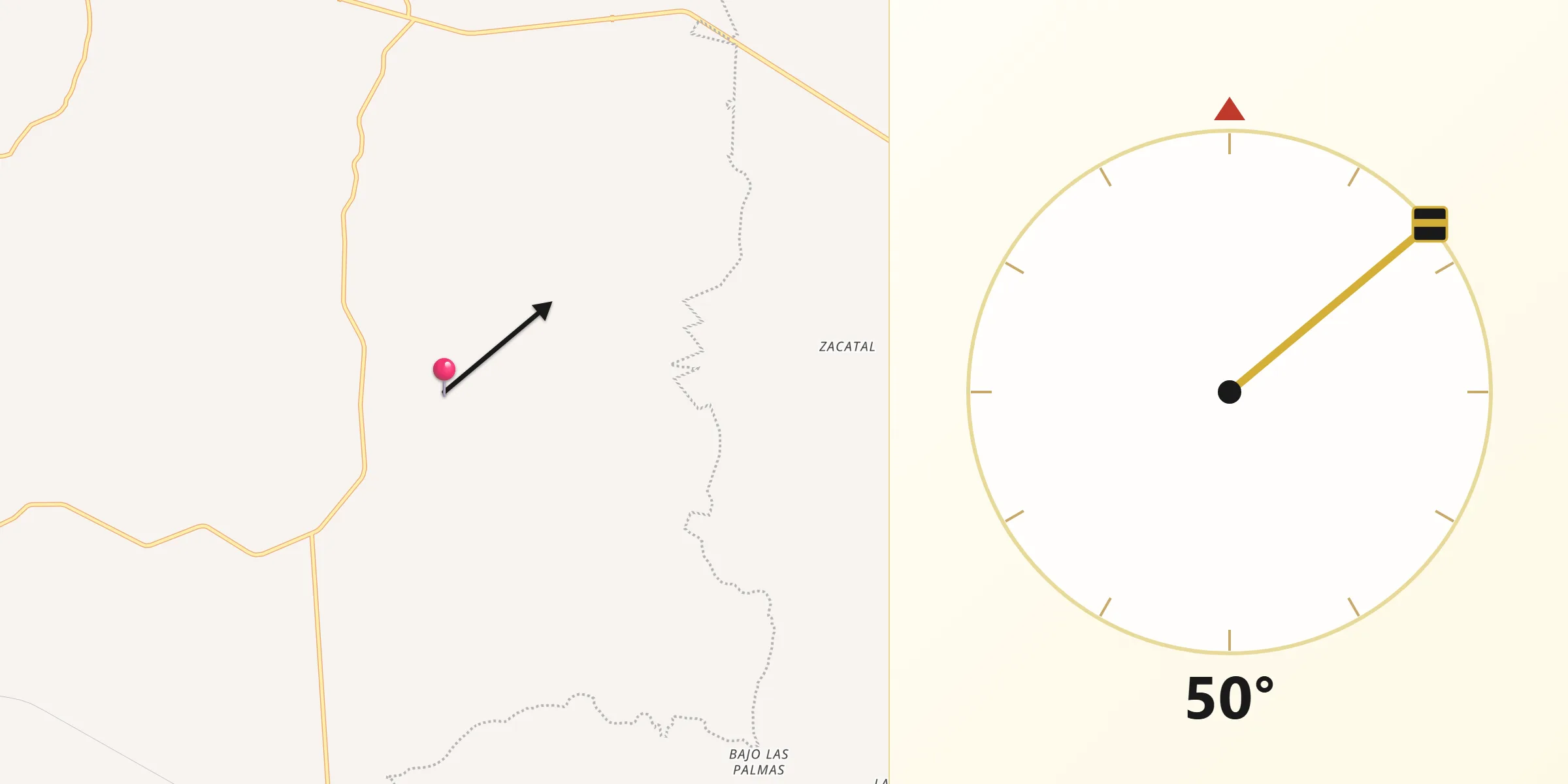 Dirección de la Qibla desde Huayacanes