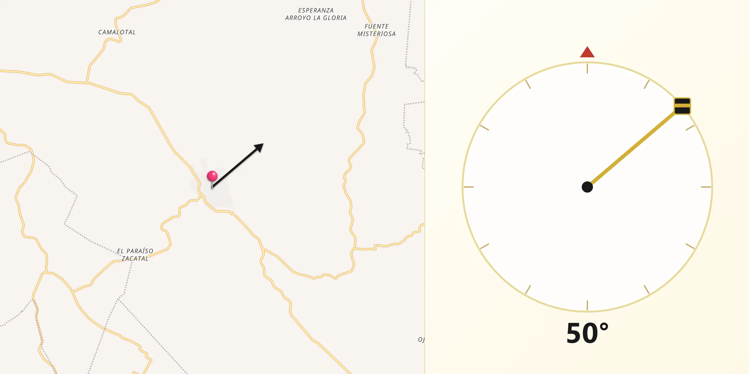 Dirección de la Qibla desde Bethania