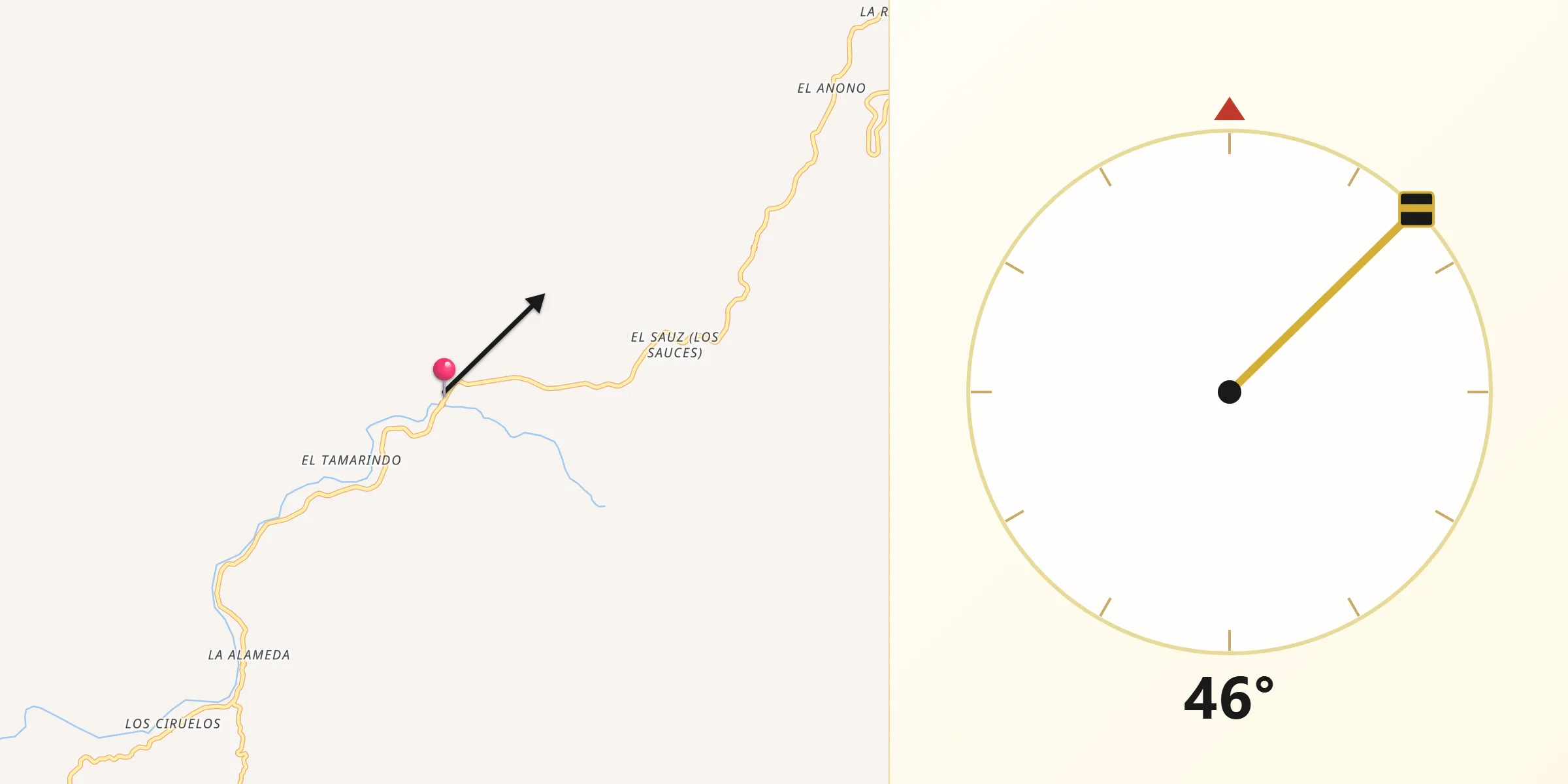 Dirección de la Qibla desde Vallecitos de Zaragoza