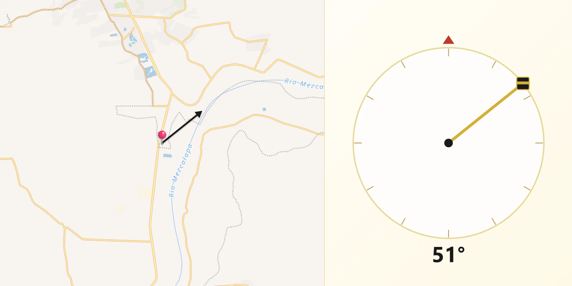 Dirección de la Qibla desde Benito Juárez (La Playita)